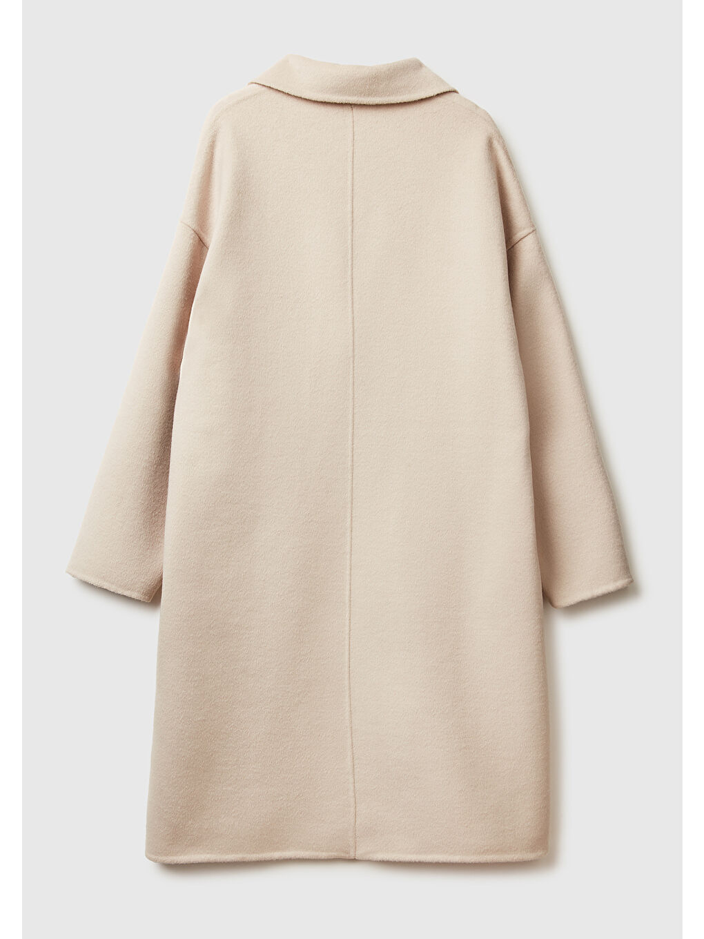 Ekru Kadın Krem Yün ve Viskoz Karışımlı Cep Detaylı Düğmeli Kruvaze Kaban-3