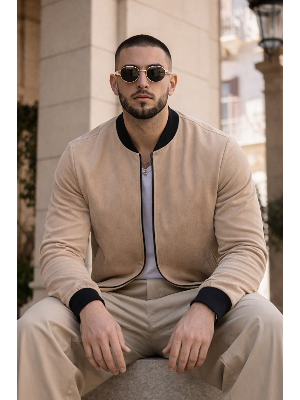 Bej Erkek Trend Basic Günlük Premium Vizon Nubuk Ceket-3