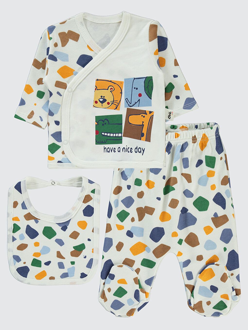 Baby Erkek Bebek Zıbın Takımları Ekru