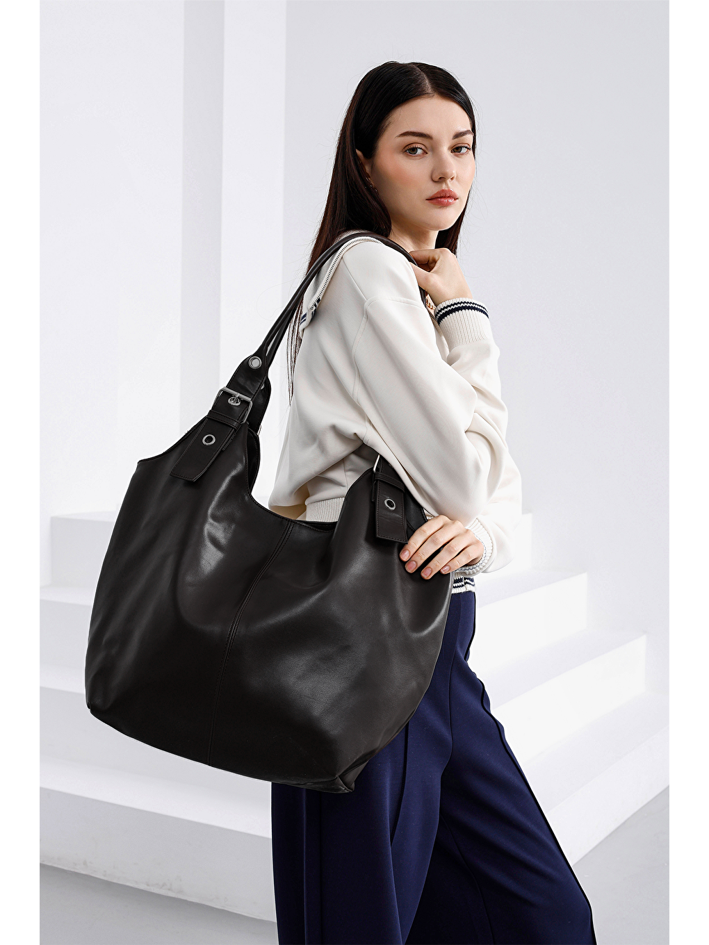 Kahverengi Sardine Maksi Omuz Çantası Kahve