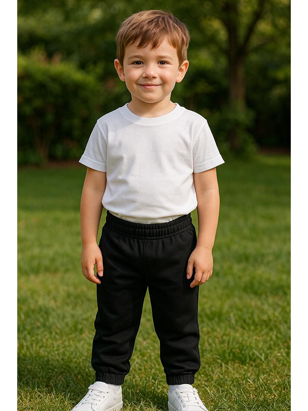 Erkek Çocuk %100 Pamuk Beli Ve Paçası Lastikli Eşofman Altı - Siyah (2-3 Yaş 8-9 Yaş)