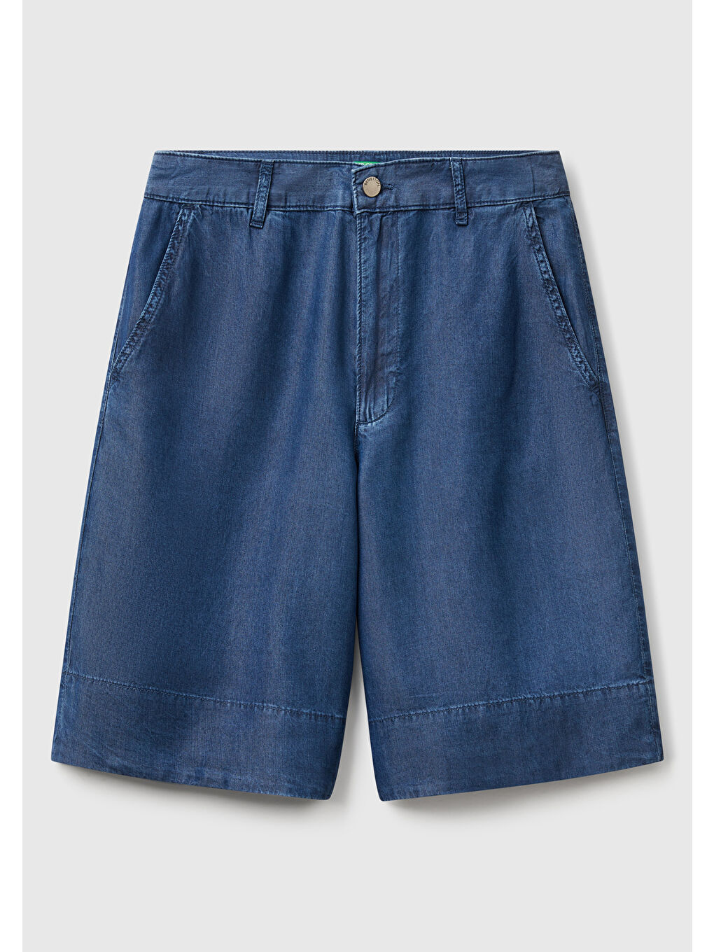 Kadın Koyu Mavi %100 Liyosel Regular Fit Bermuda Diz Üstü Şort-1