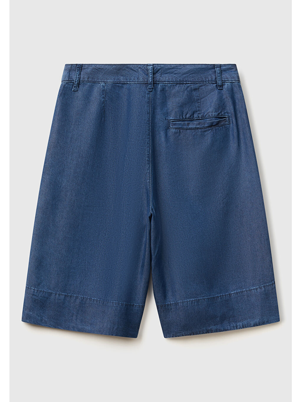 Kadın Koyu Mavi %100 Liyosel Regular Fit Bermuda Diz Üstü Şort-3