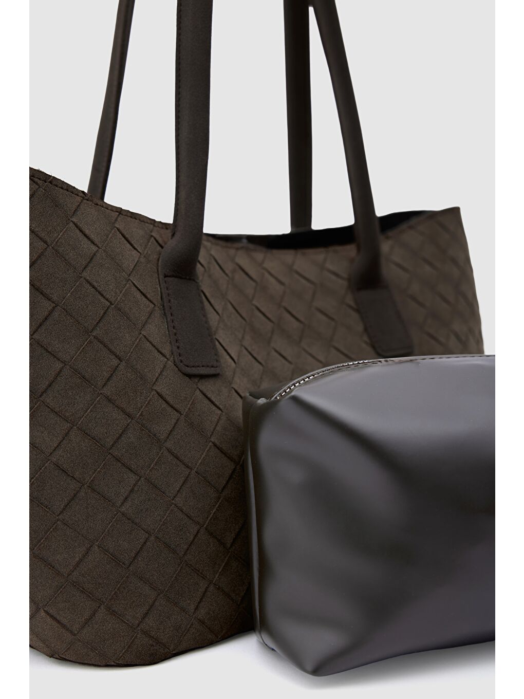 Kahverengi Veneta Süet Shopper Omuz Çantası Kahve-4