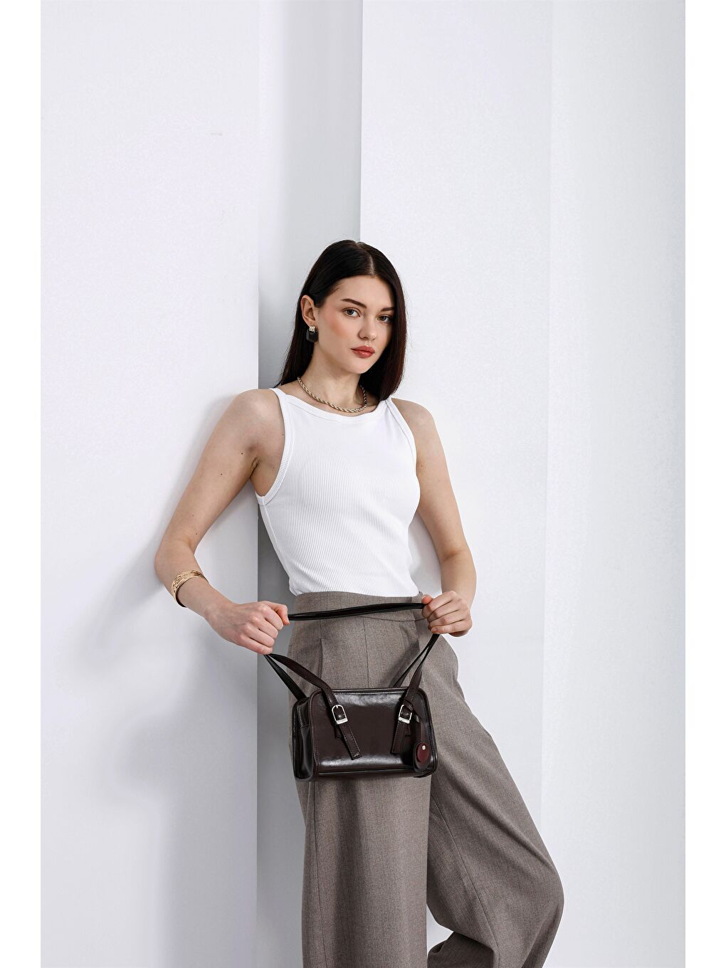 Kahverengi Riva Mini Omuz Çantası Kahve-3