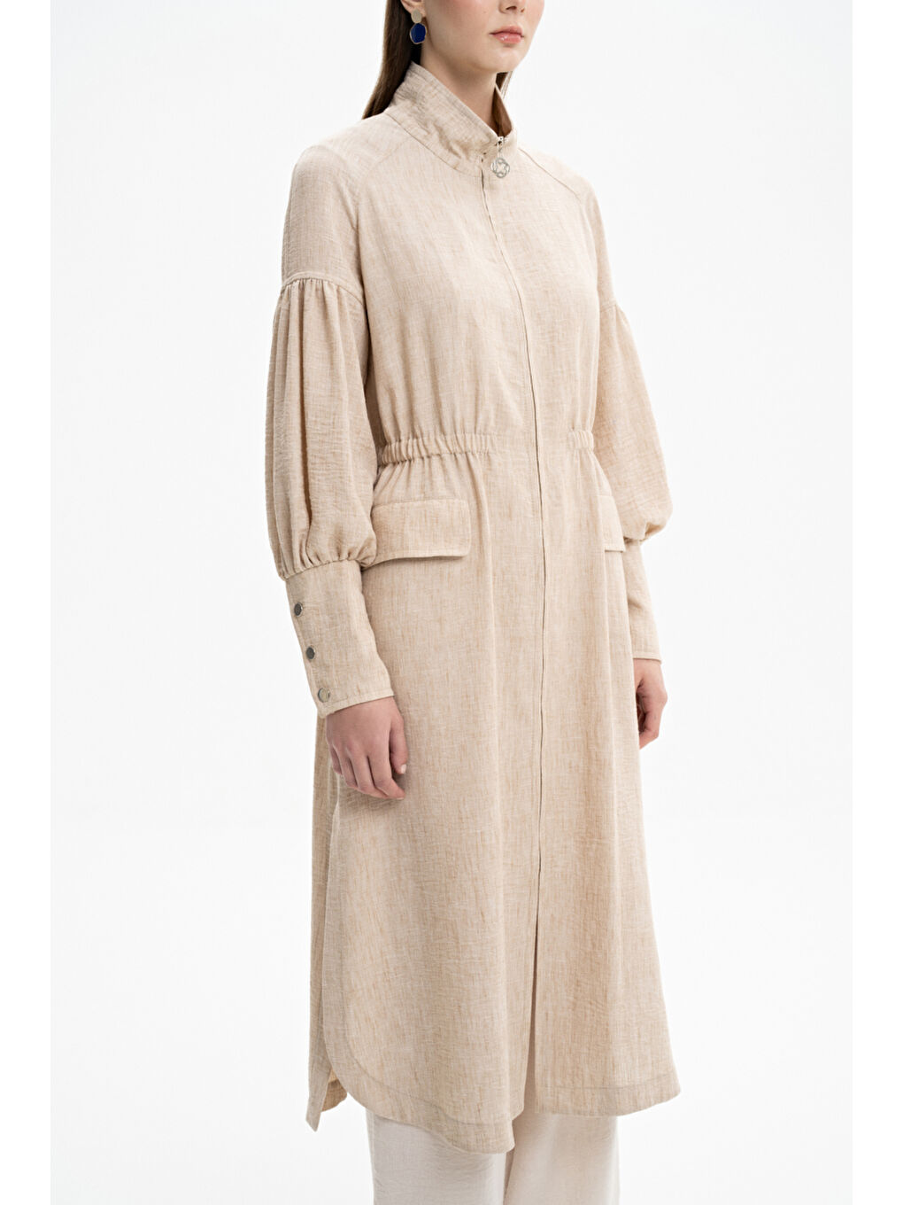 Bej Taş Büzgü Detaylı Kap-3