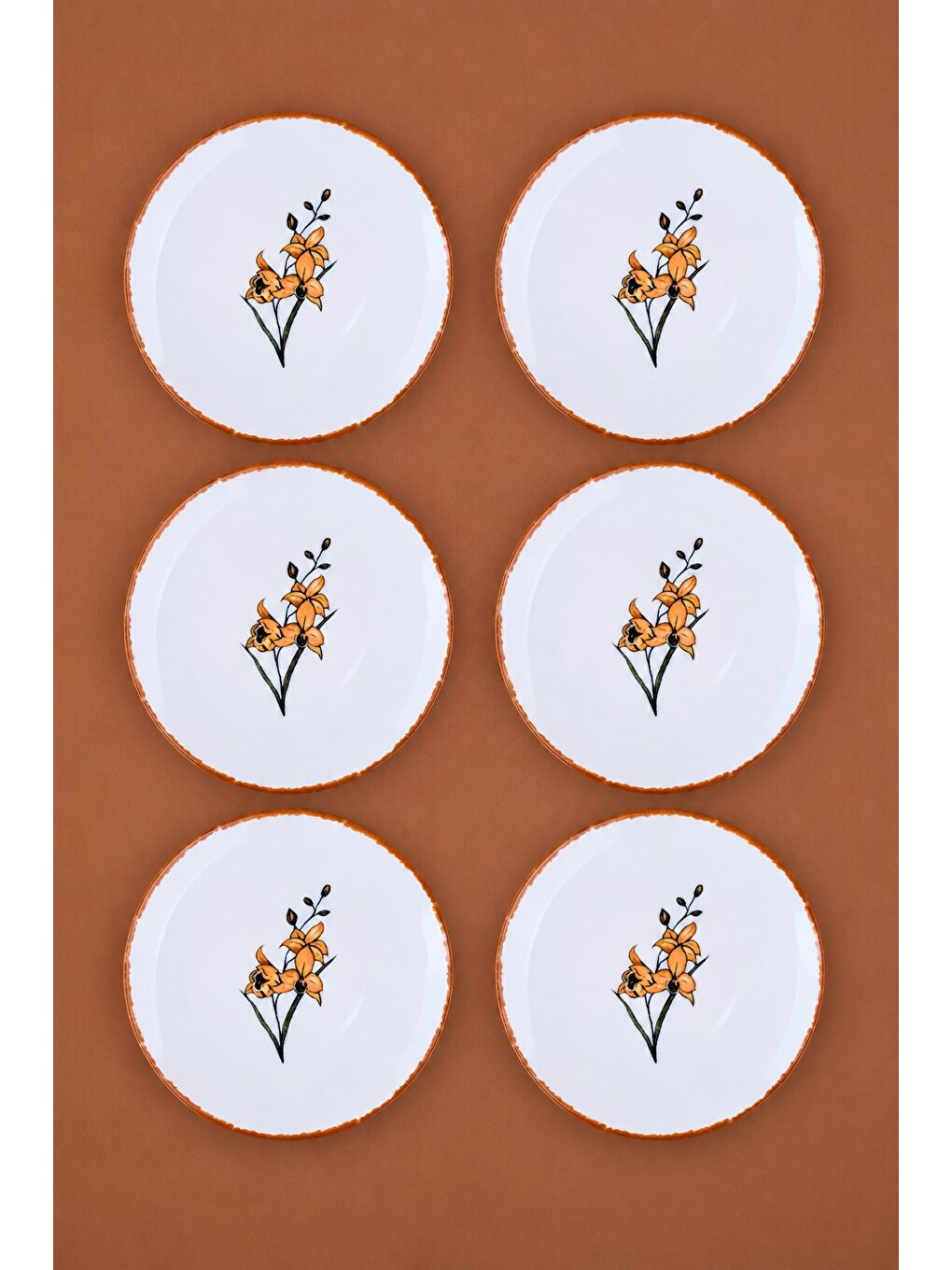 Karışık Porselen Azelya Pasta Tabağı 19,50cm ALY6 6 Kişilik 6 Parça