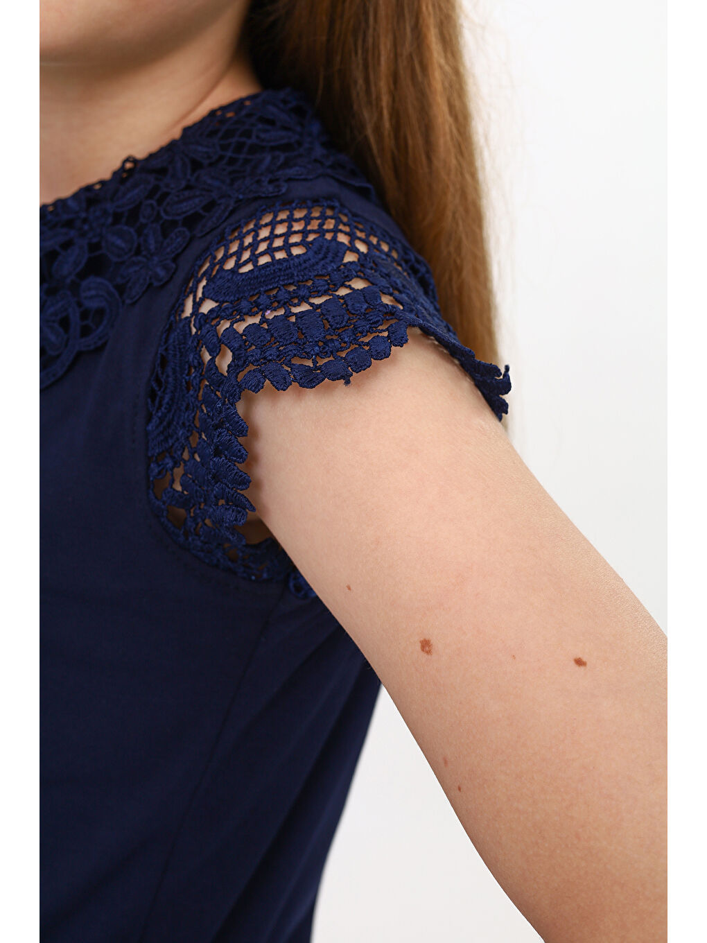 Lacivert Kız Çocuk Okul Tişört-3