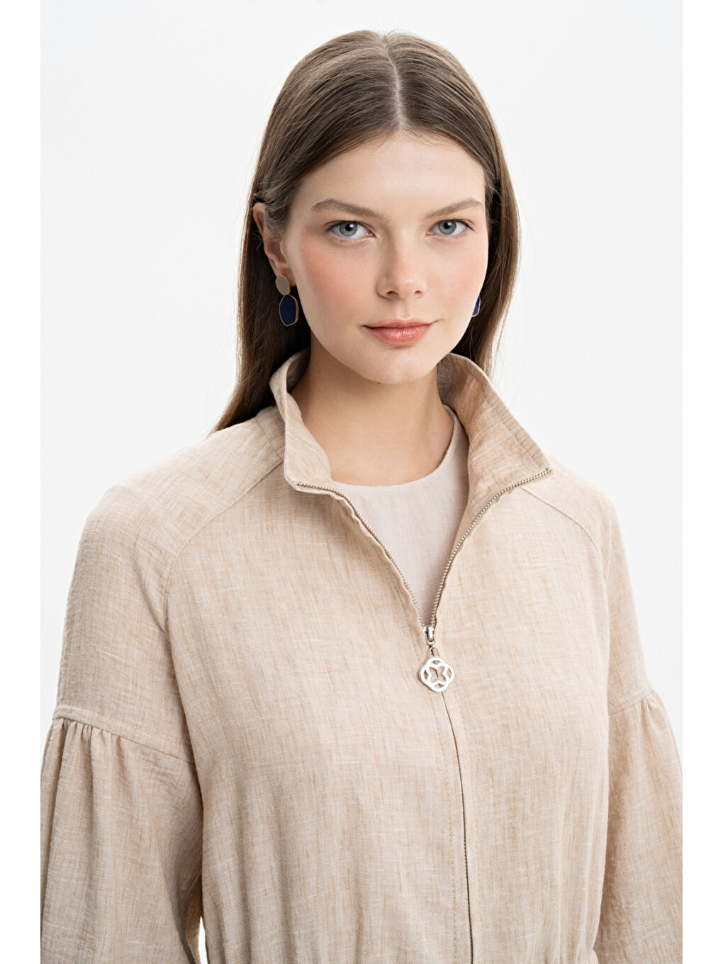 Bej Taş Büzgü Detaylı Kap-4