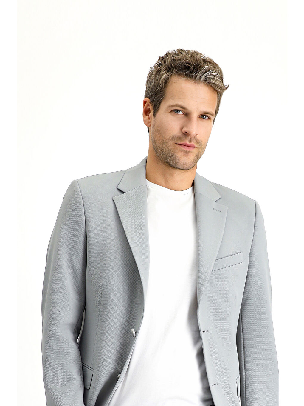 Gri Slim Fit Dar Kesim Klasik Ceket-2