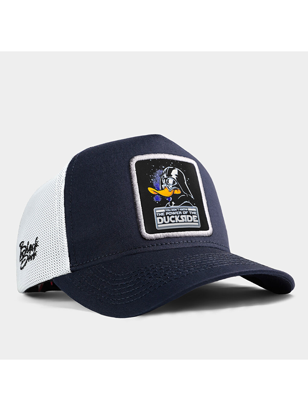 BlackBörk Gri V1 Trucker Duckside - 1SB Kod Logolu Unisex Lacivert-Beyaz Şapka (Cap)