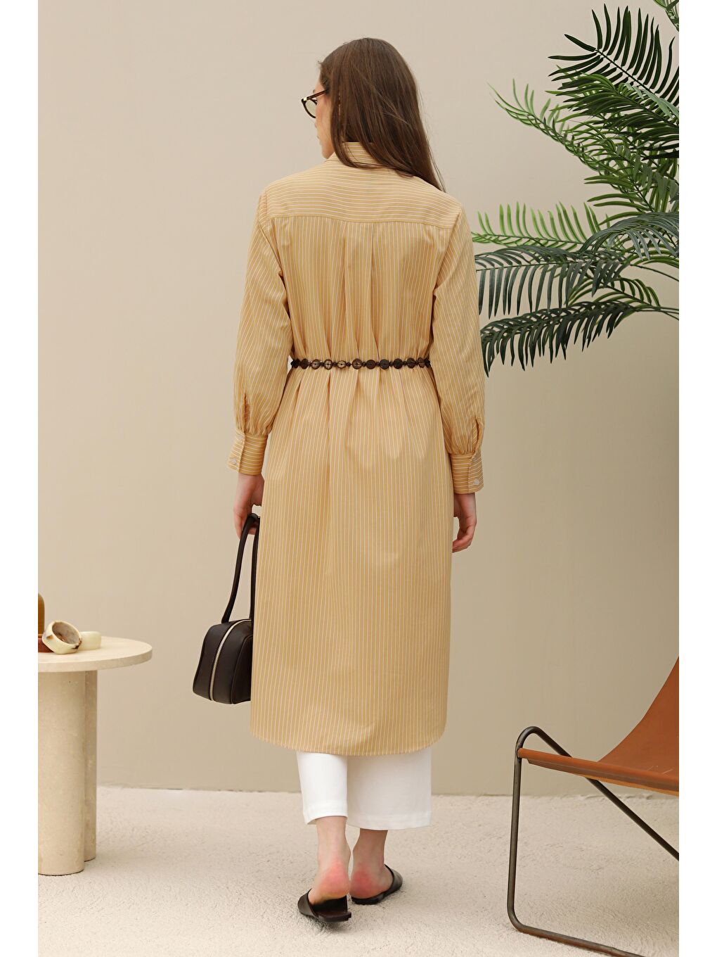 Kahverengi Rüzgarlıklı Uzun Gömlek Açık Camel-3