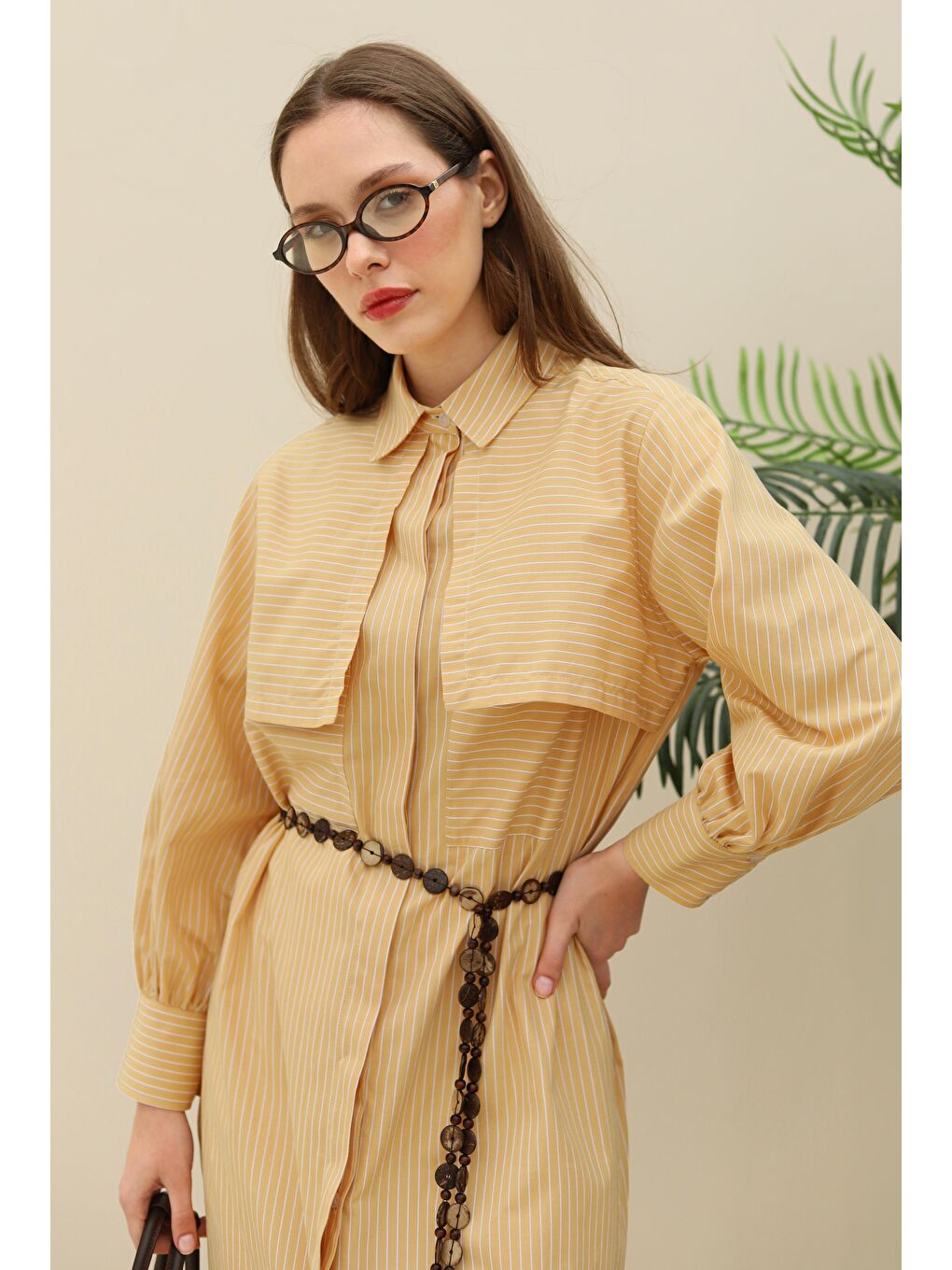 Kahverengi Rüzgarlıklı Uzun Gömlek Açık Camel-4