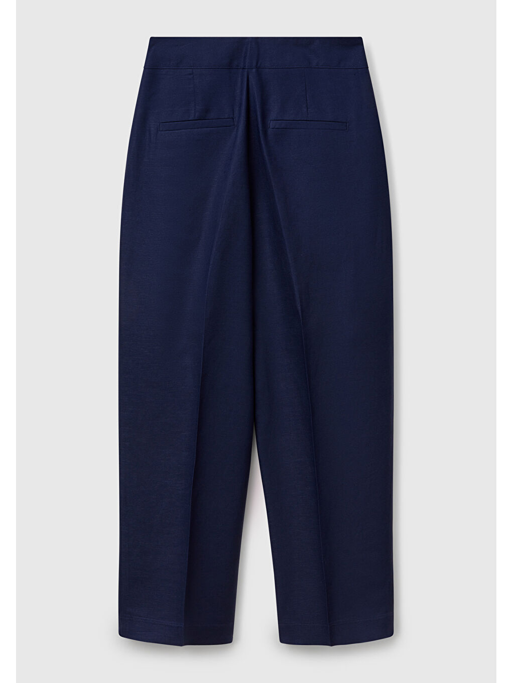 Kadın Lacivert Keten Karışımlı Havuç Kesim Pantolon-3