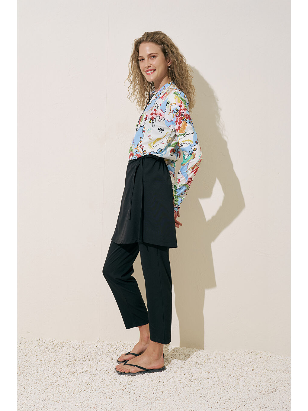 Bej Desenli Anvelop Tesettür Mayo Summer-4