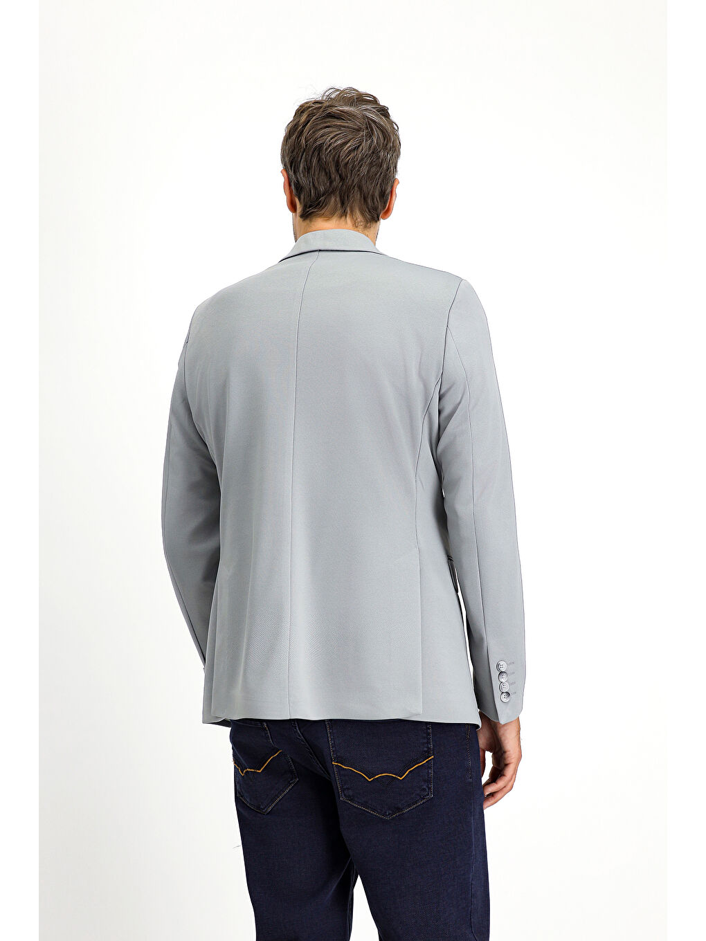 Gri Slim Fit Dar Kesim Klasik Ceket-5