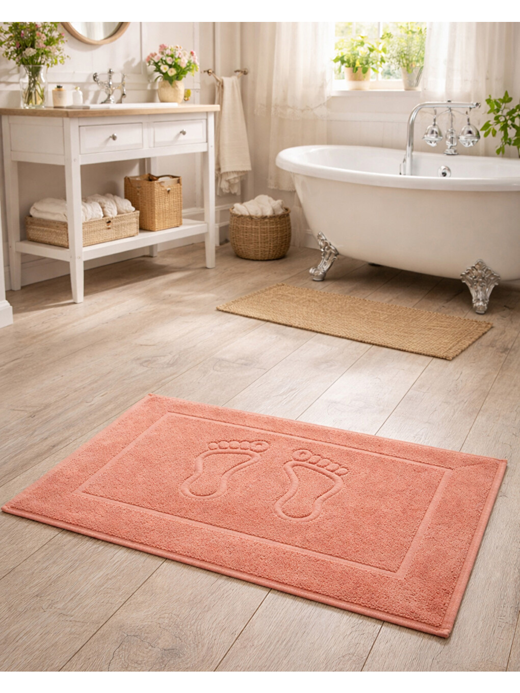 Pembe Soft Step Pamuk Ayak Havlusu 50x70 Cm Somon-4