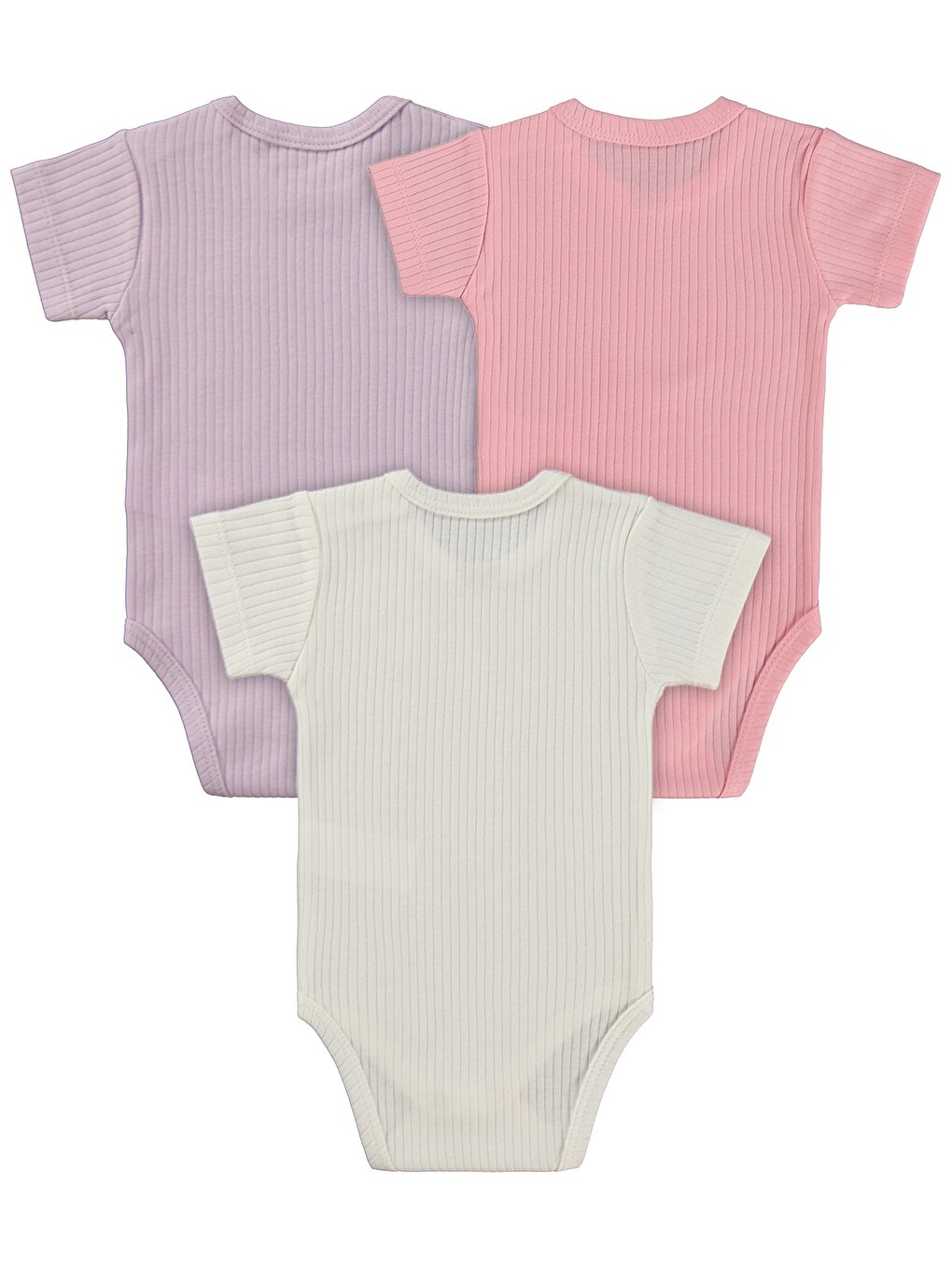Kısa Kol Basic 3'lü Set 1-18 Ay Çıtçıtlı Badi - Pembe-1