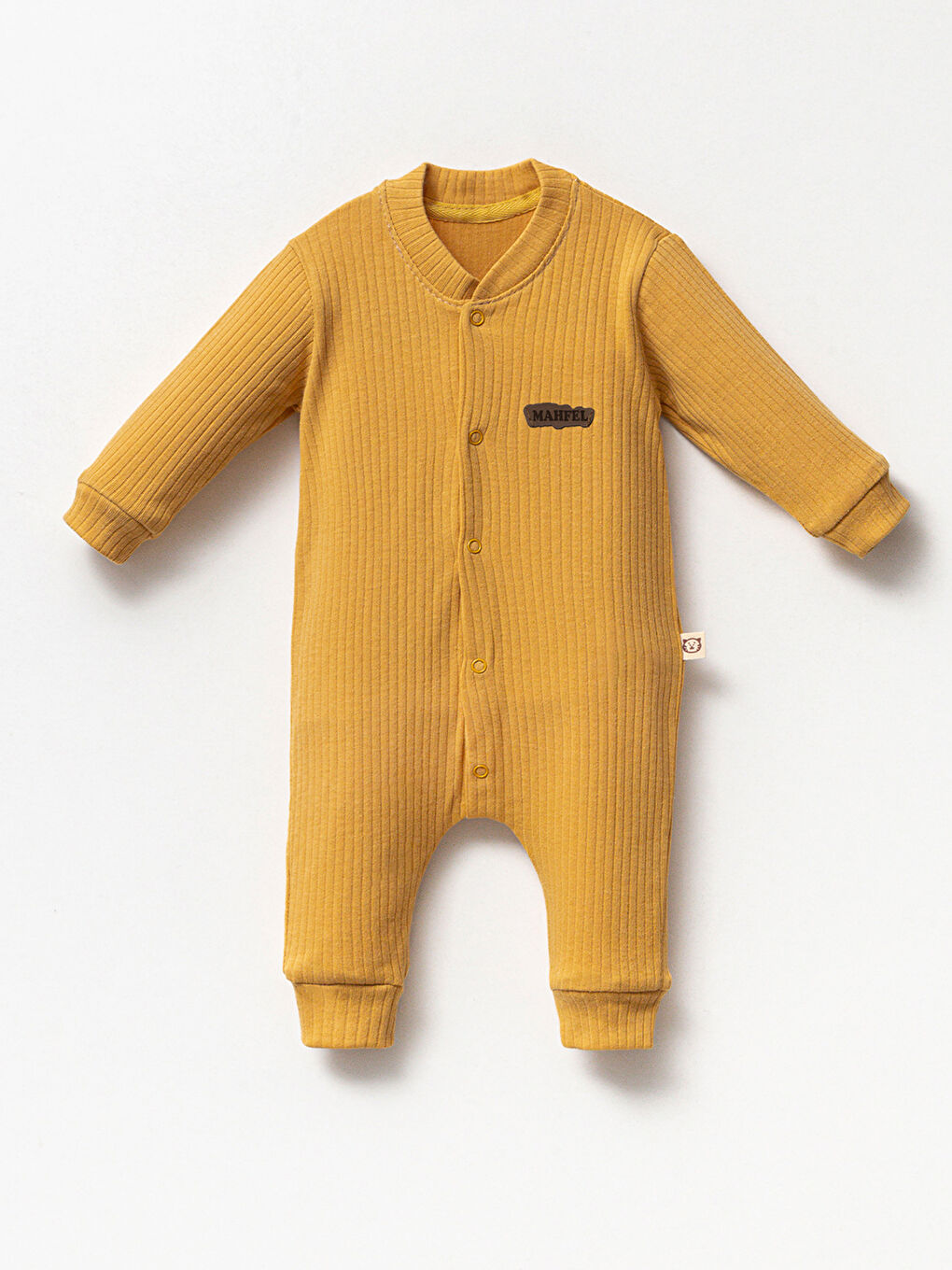 Sarı %100 Pamuklu Fitilli Bebek Tulum Salopet HARDAL