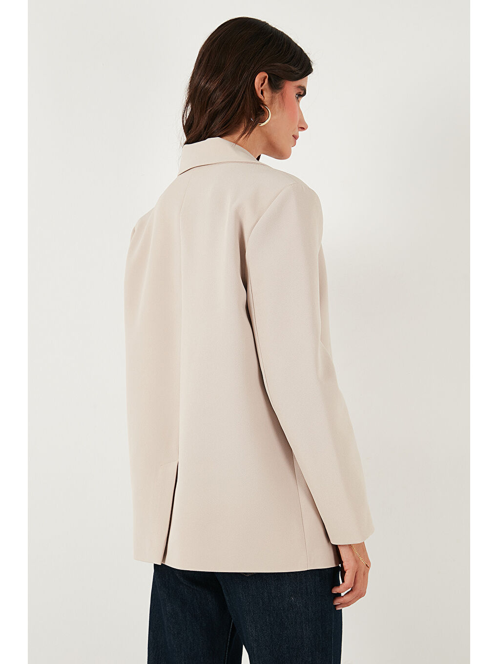 Bej Regular Fit Ceket Yaka Düğmeli Blazer Ceket 6839562-6