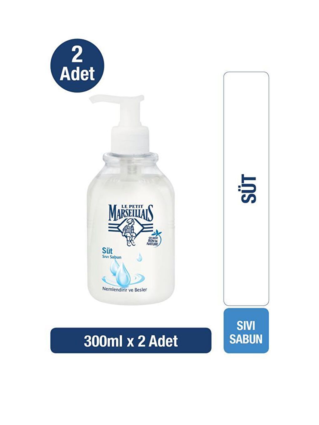 Le Petit Marseillais Renksiz Sıvı Sabun Süt 300 ml x2