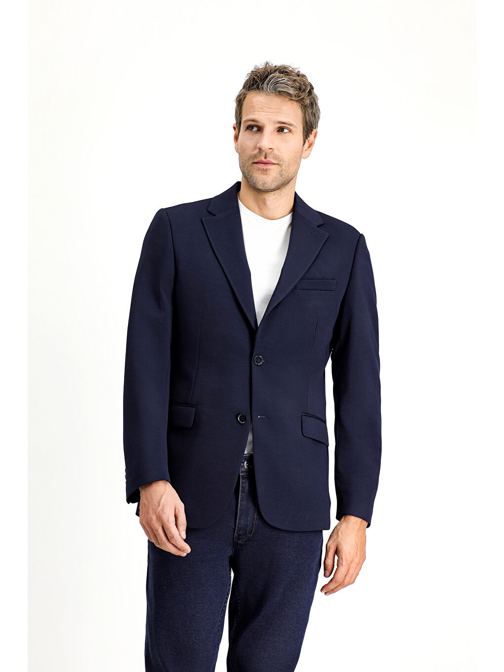 Lacivert Slim Fit Dar Kesim Klasik Ceket