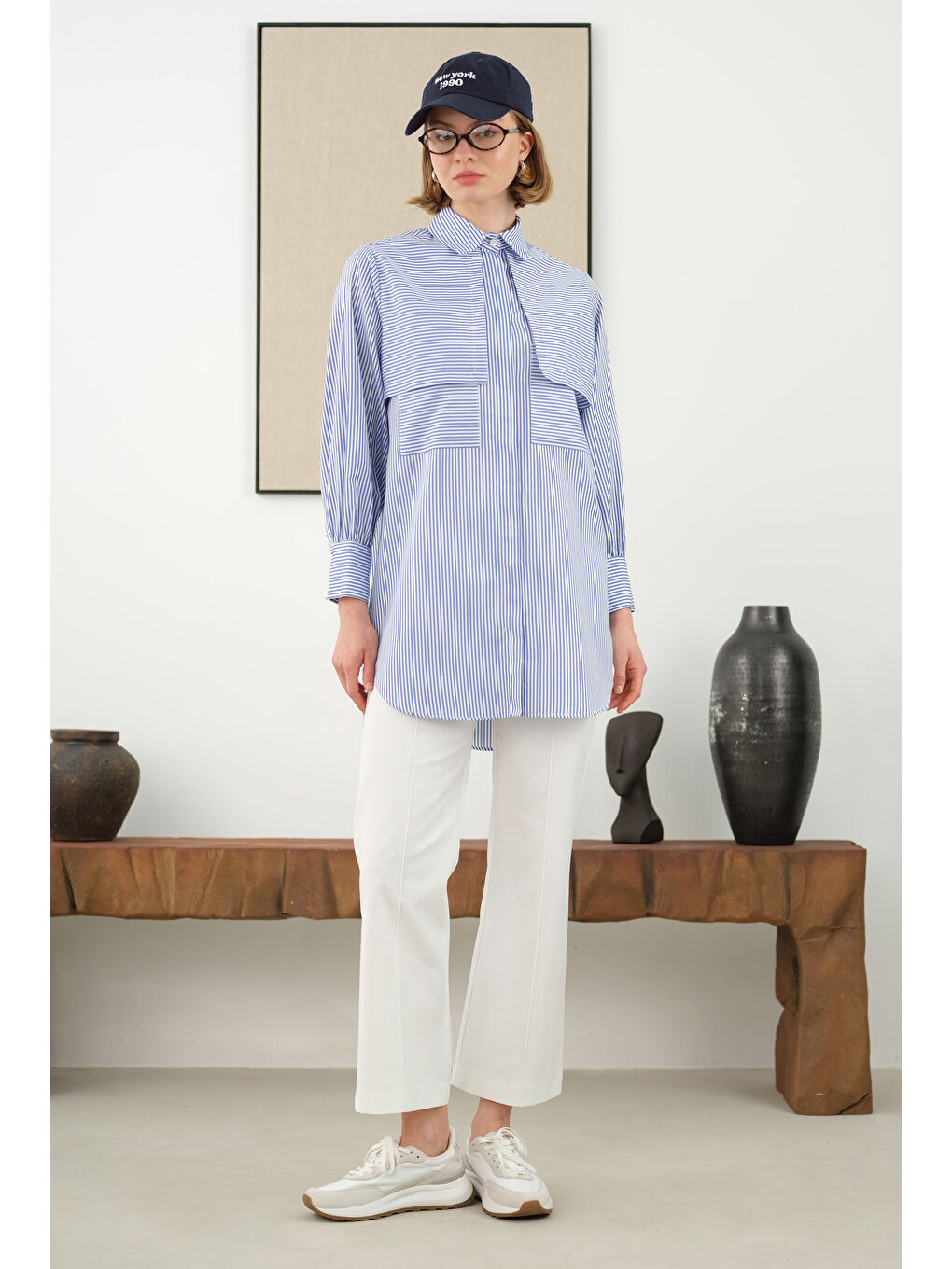 Rüzgarlıklı Cep Detaylı Gömlek Lacivert-1