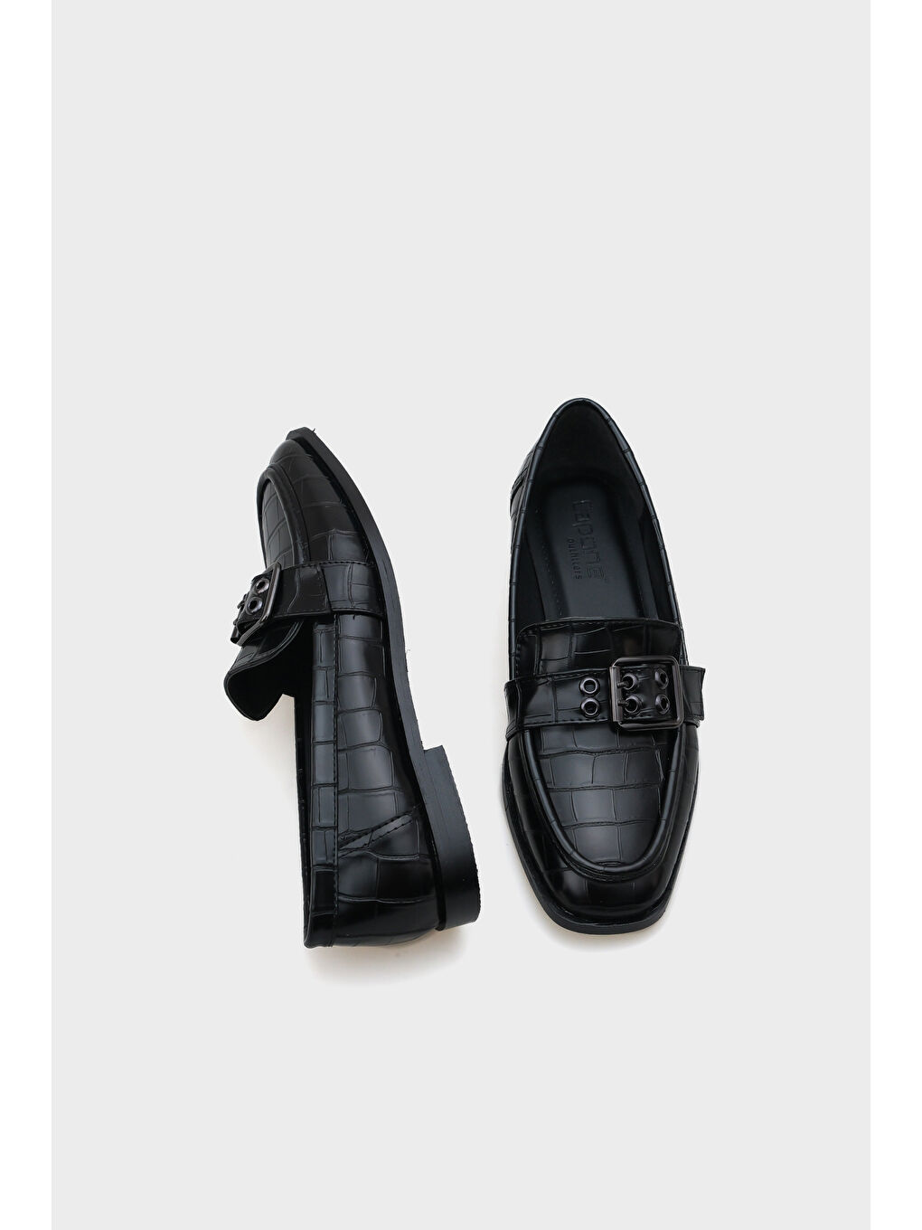 Siyah Carla Metal Tokalı Kadın Loafer Ayakkabı-4