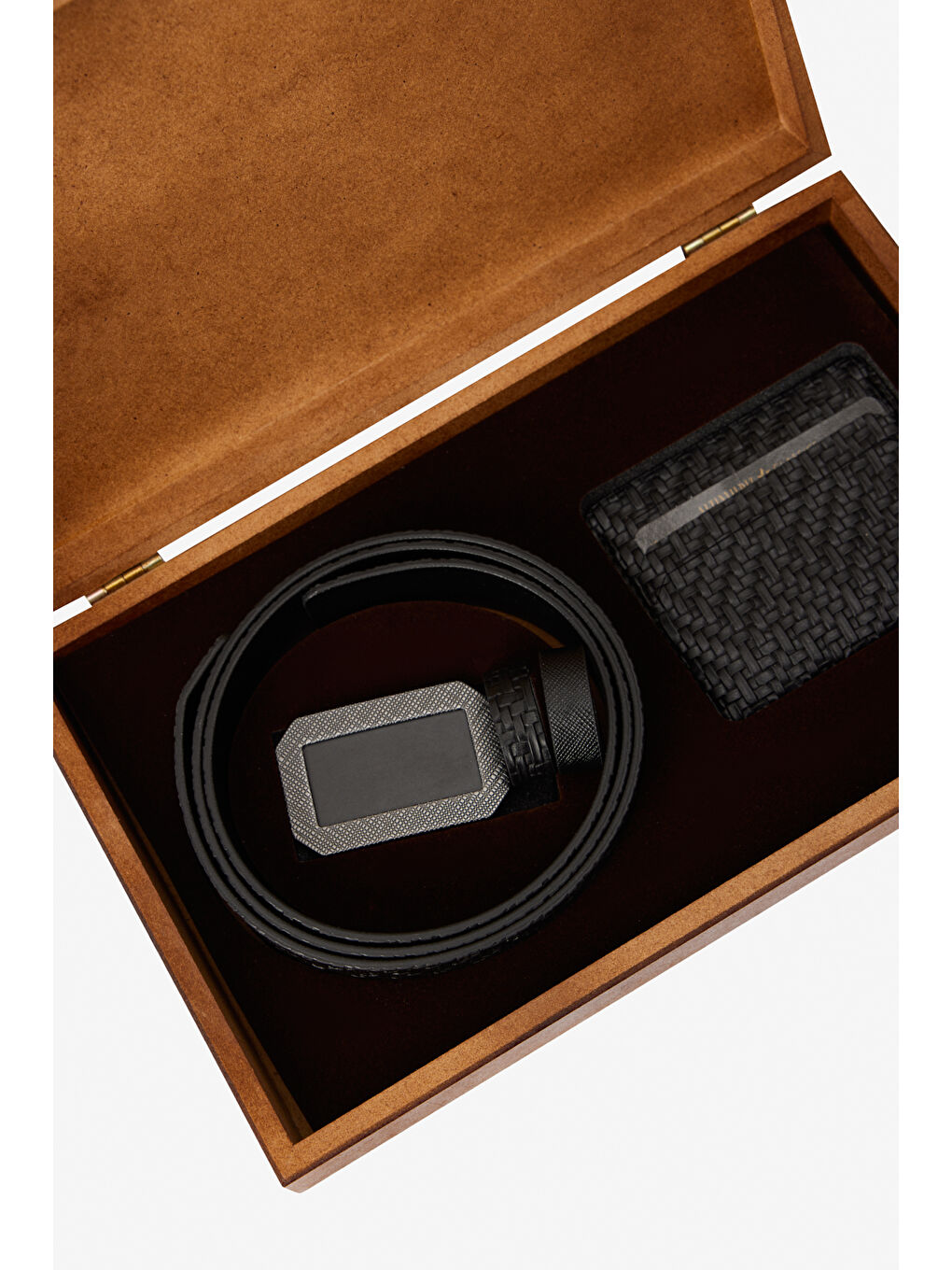 Erkek Siyah Kemer - Kartlık Aksesuar Set-2