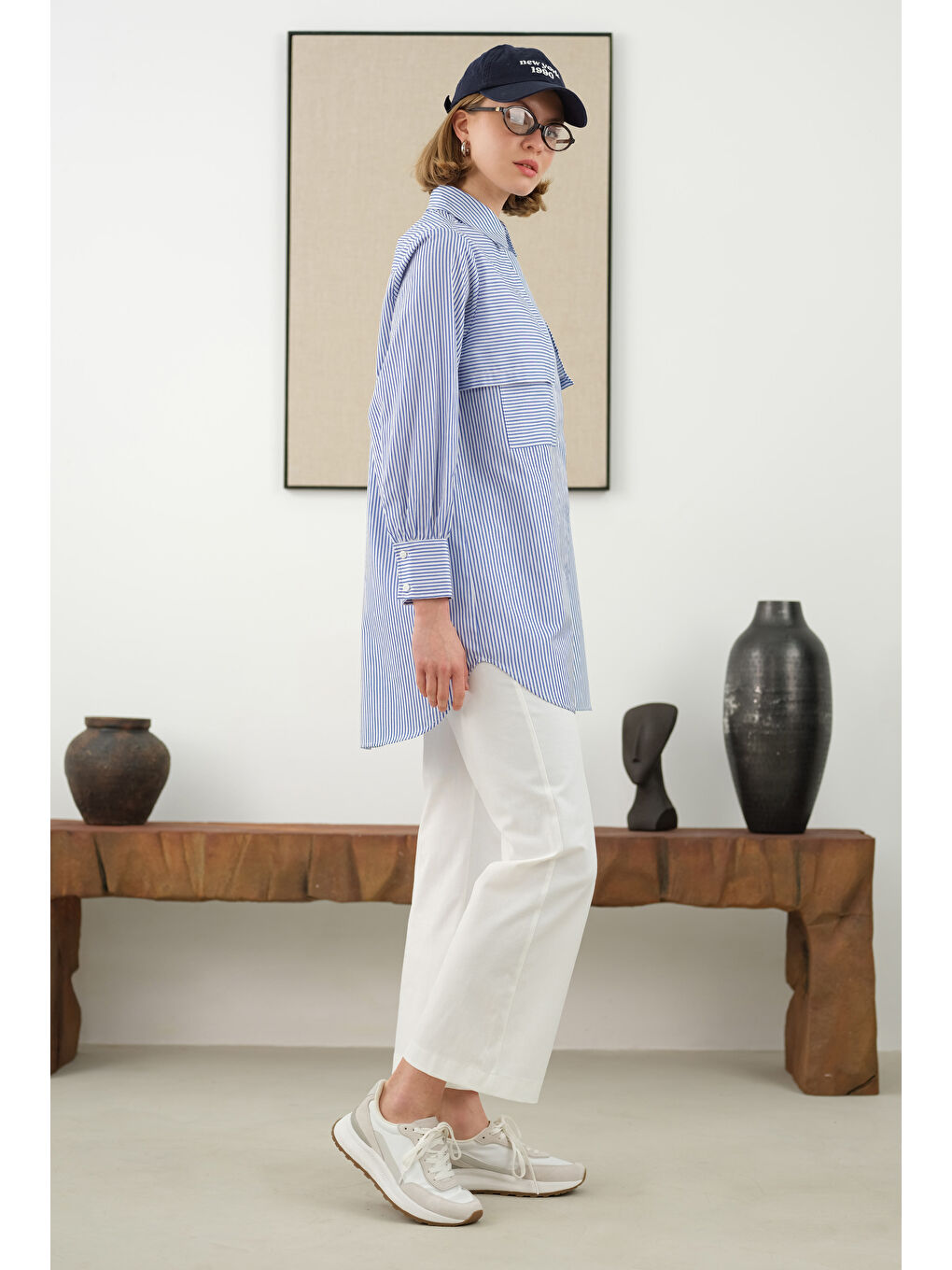 Rüzgarlıklı Cep Detaylı Gömlek Lacivert-2