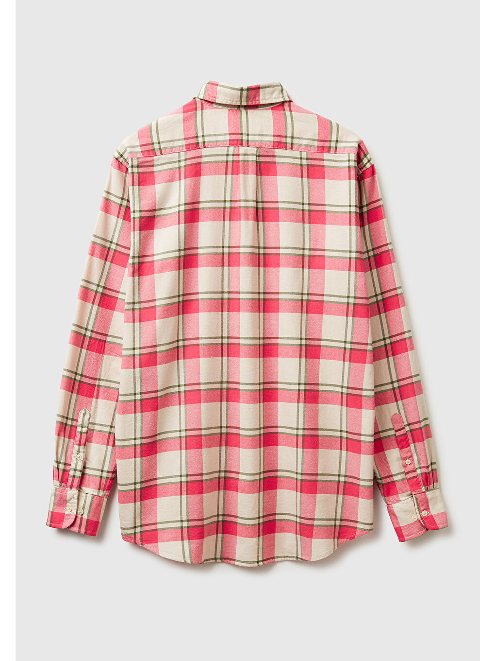 Erkek Kırmızı Ekoseli %100 Pamuk Kare Desenli Önü Cep Detaylı Gömlek-1