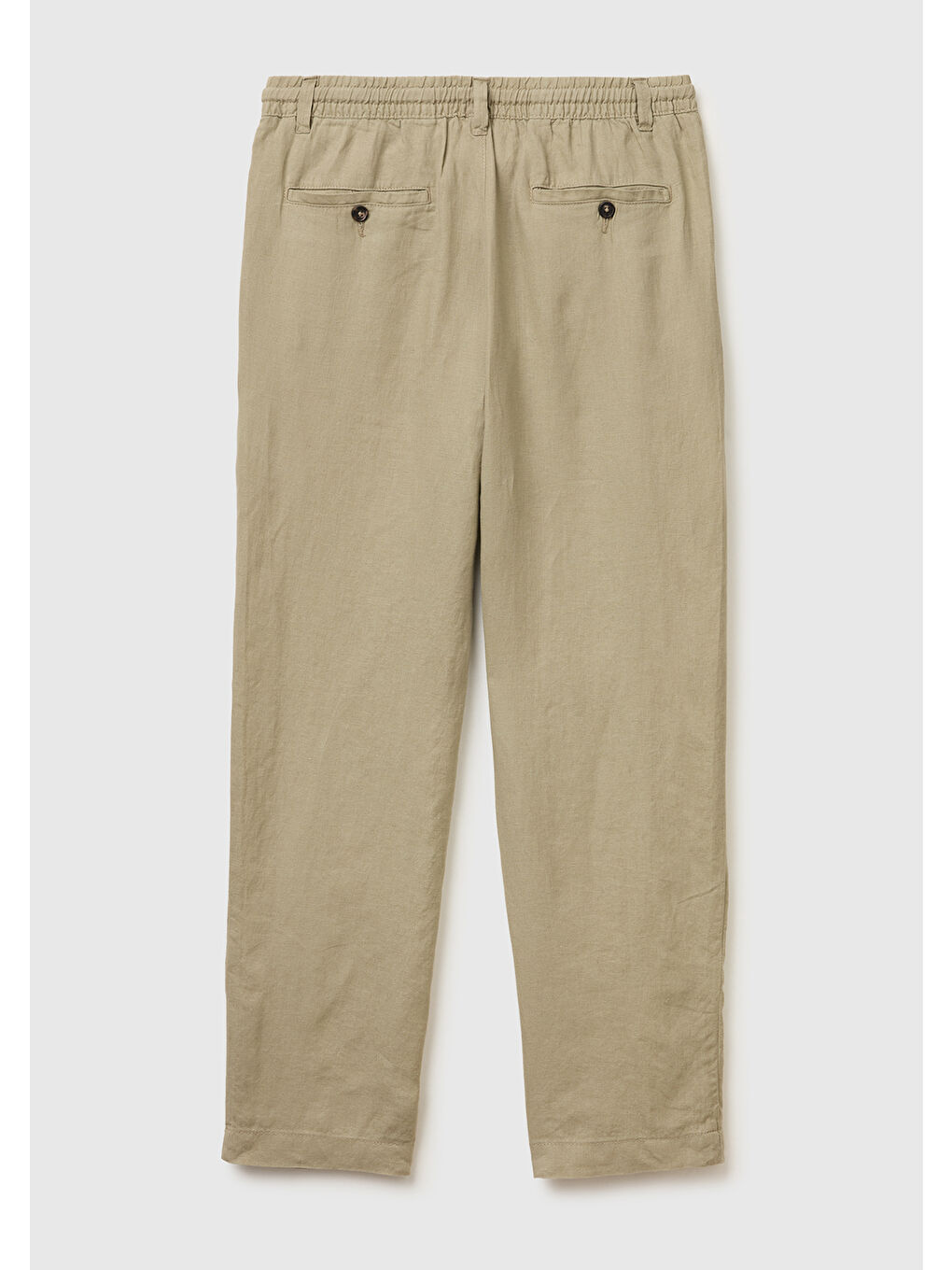 Erkek Haki %100 Keten Beli İpli Pantolon-1