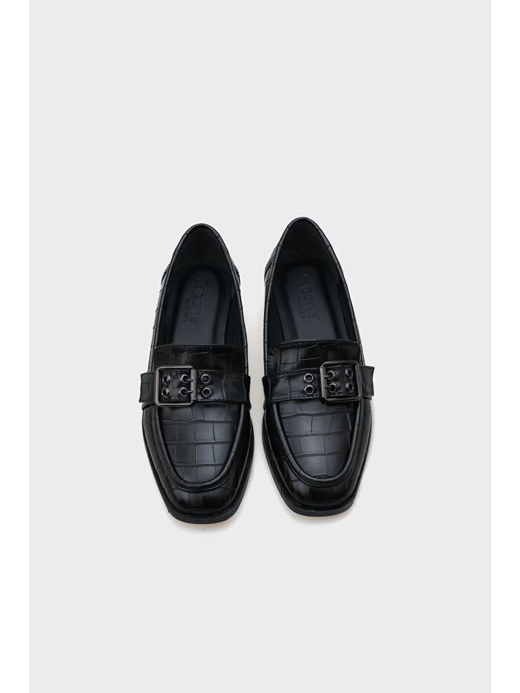 Siyah Carla Metal Tokalı Kadın Loafer Ayakkabı-5