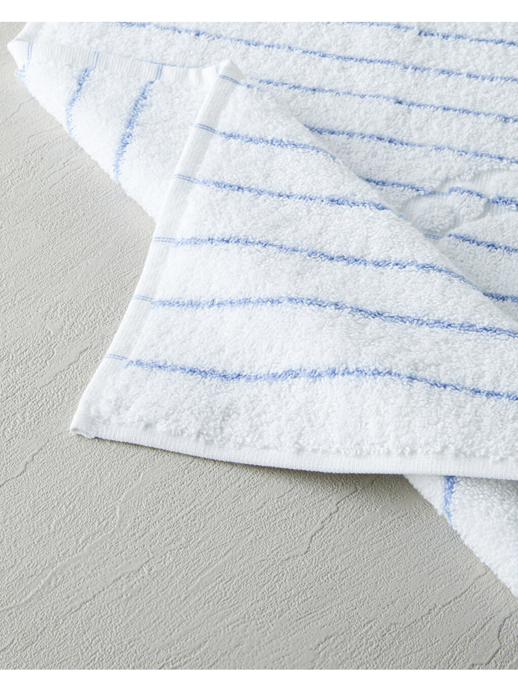 Mono Stripe Pamuk Ayak Havlusu 50x70 Cm Beyaz - Mavi-1