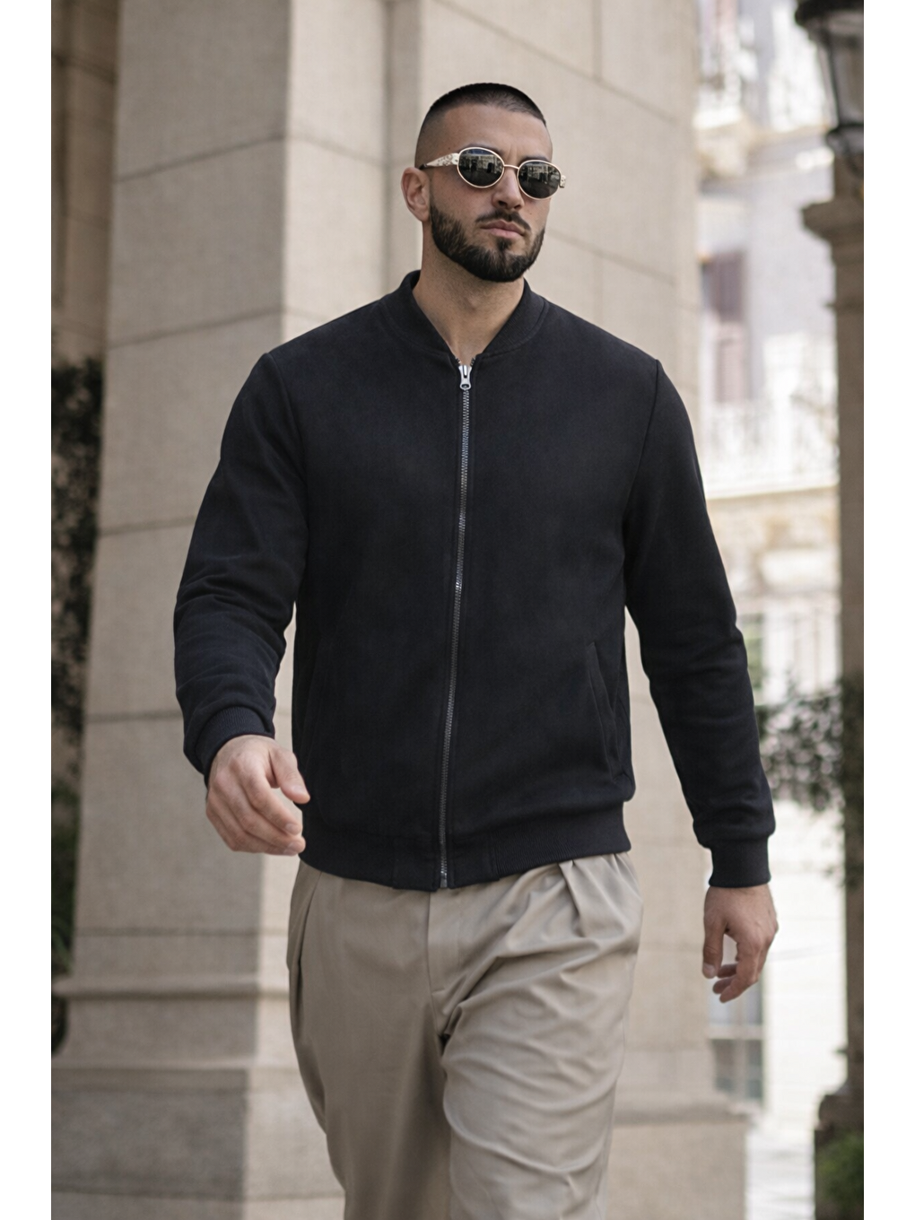 Erkek Trend Basic Günlük Premium Siyah Nubuk Ceket-2