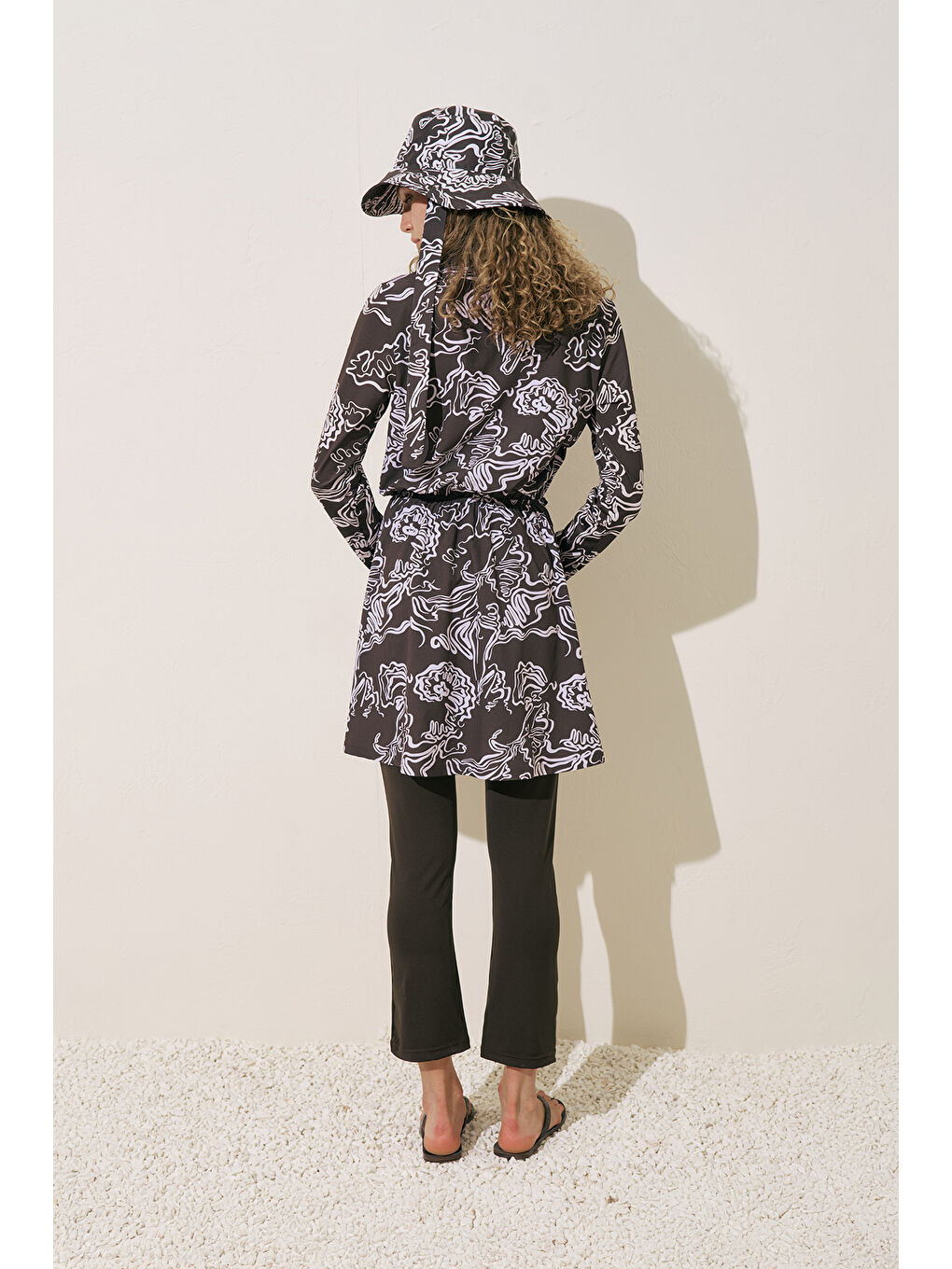 Ekru Desenli Anvelop Tesettür Mayo Alea-5