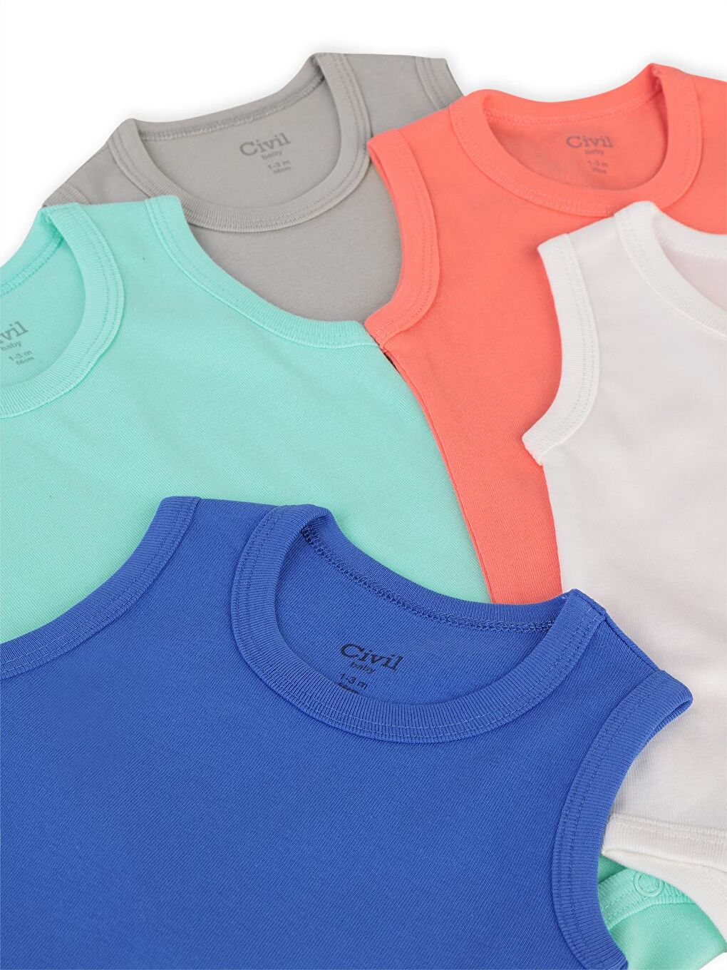 Mercan Baby Basıc 5 Li 0-36 Ay Çıtçıtlı Badi - Kırmızı 1-3 Ay-8