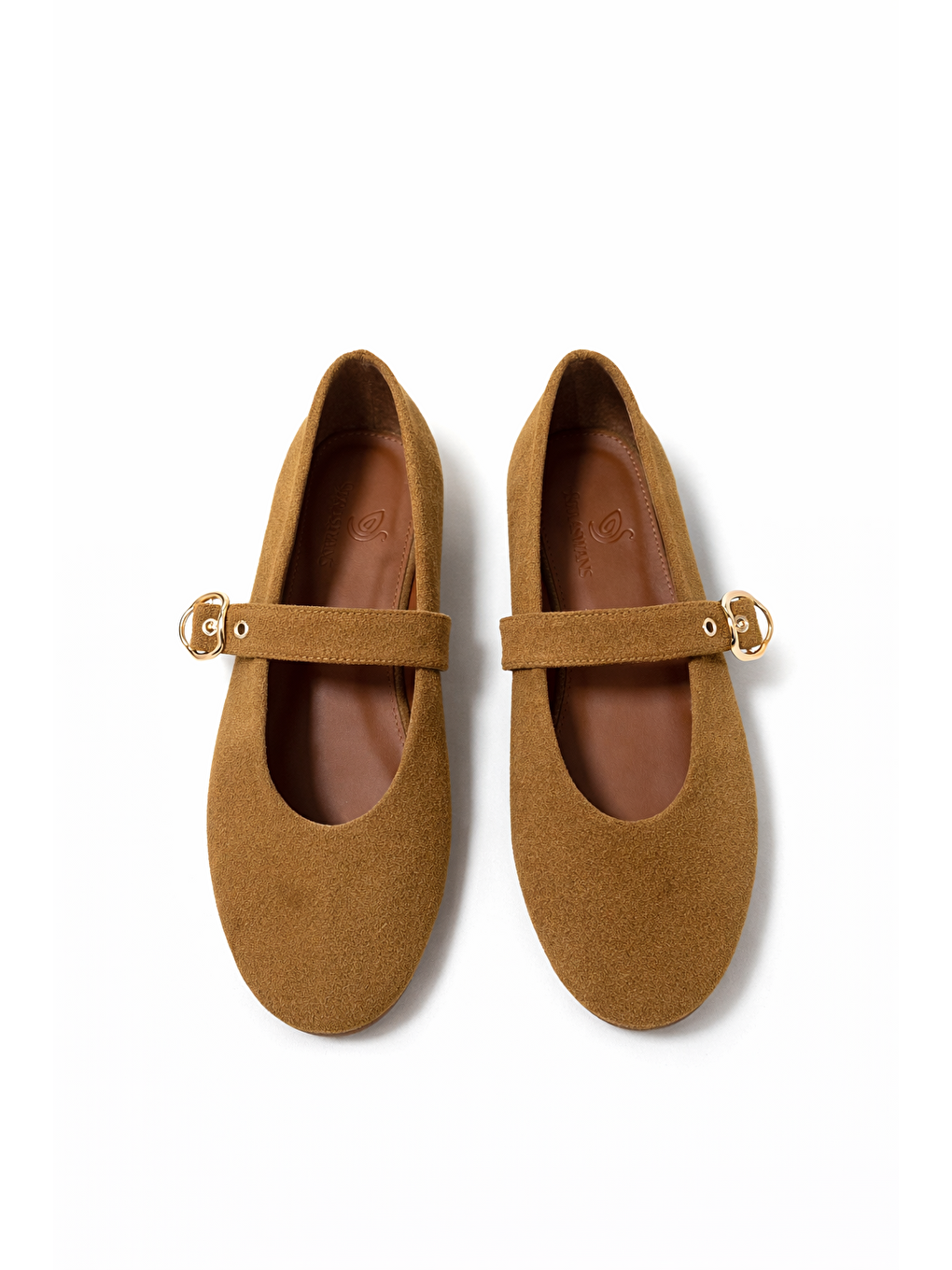 Kahverengi Bella Kadın Kemer Detay Süet Babet Taba