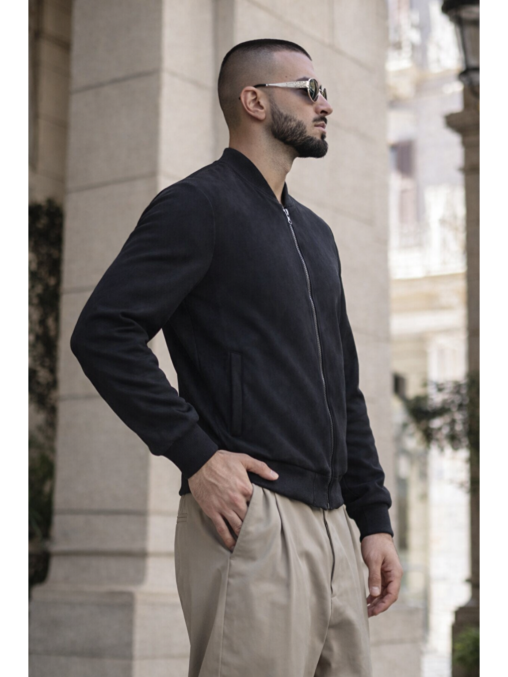 Erkek Trend Basic Günlük Premium Siyah Nubuk Ceket-4