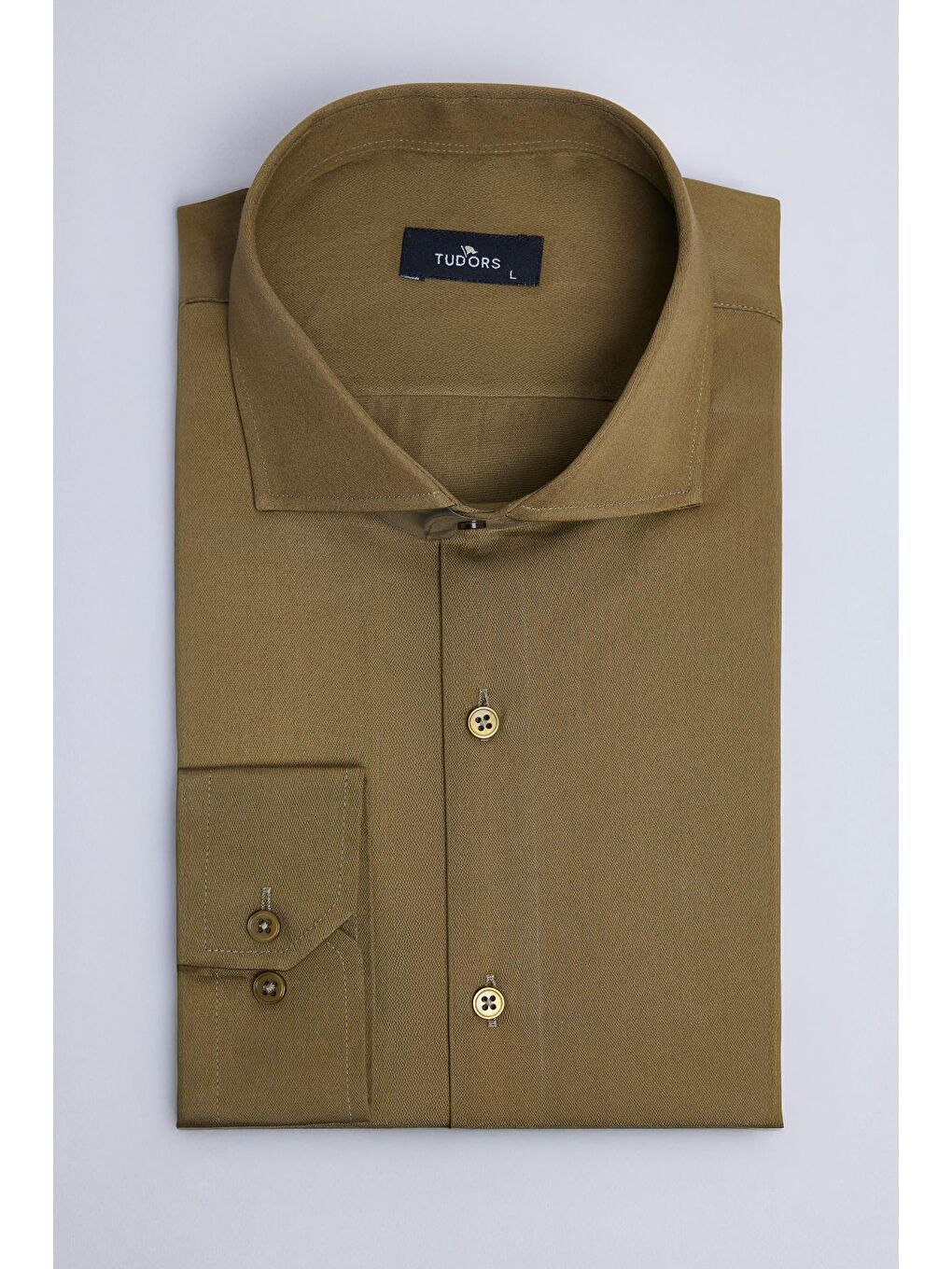 Erkek Slim Fit Dar Kesim  100 Pamuk Pamuk Saten Premium Seri Yeşil %100 Pamuk Gömlek