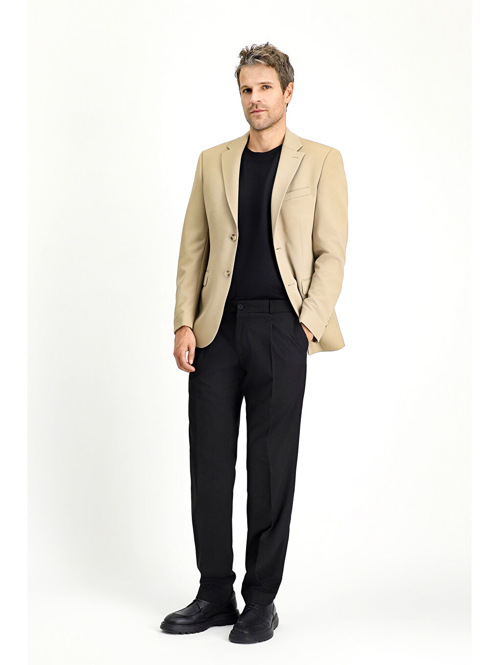 Bej Slim Fit Dar Kesim Klasik Ceket-2