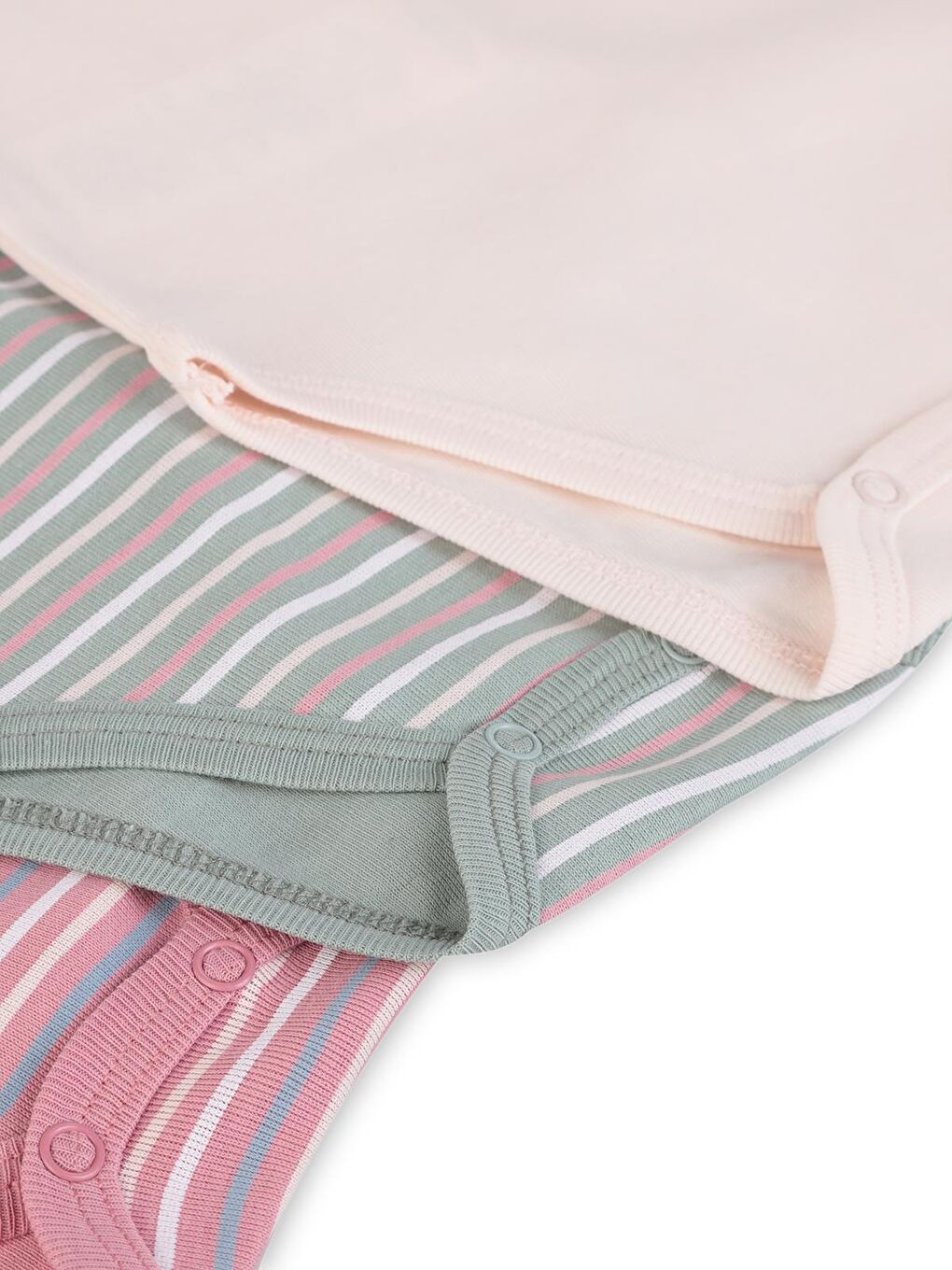 Baby Çizgili İp Askılı 3 Lü 0-36 Ay Çıtçıtlı Badi - Pembe 9-12 Ay-1