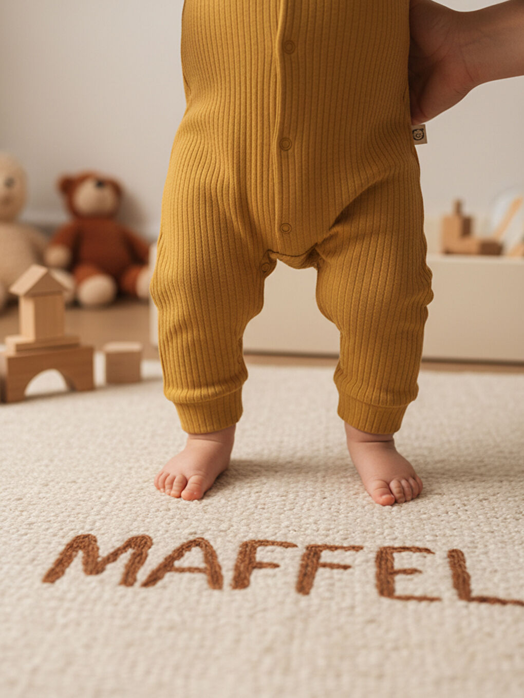 Sarı %100 Pamuklu Fitilli Bebek Tulum Salopet HARDAL-5