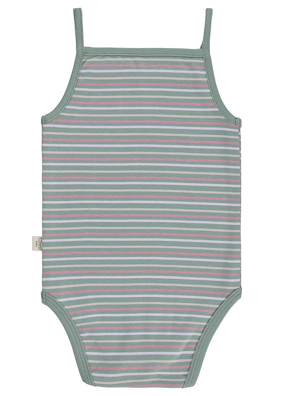 Baby Çizgili İp Askılı 3 Lü 0-36 Ay Çıtçıtlı Badi - Pembe 9-12 Ay-5