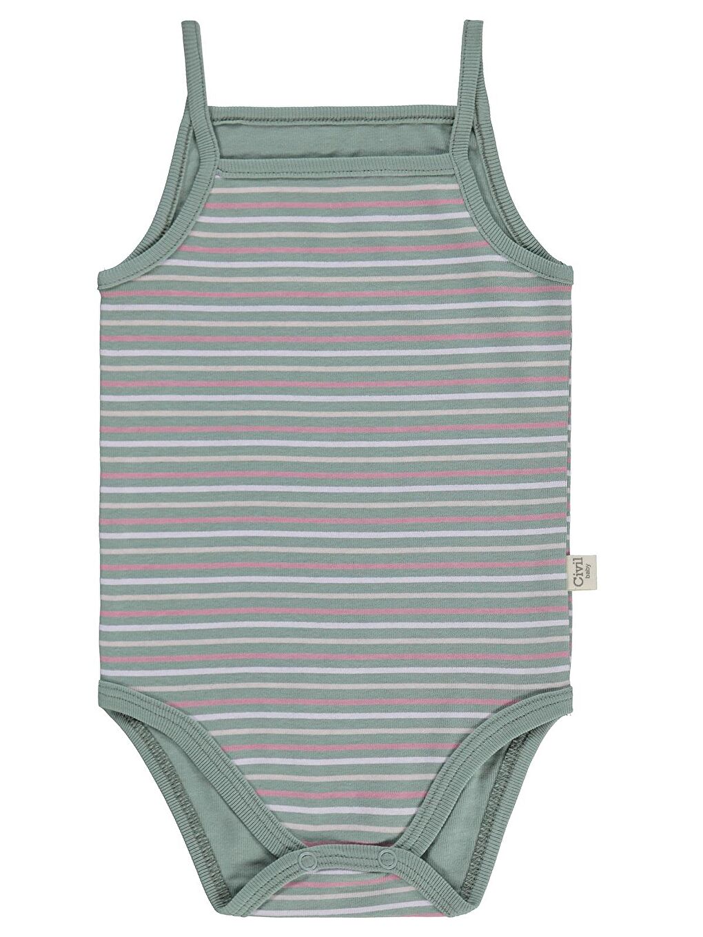 Baby Çizgili İp Askılı 3 Lü 0-36 Ay Çıtçıtlı Badi - Pembe 9-12 Ay-6