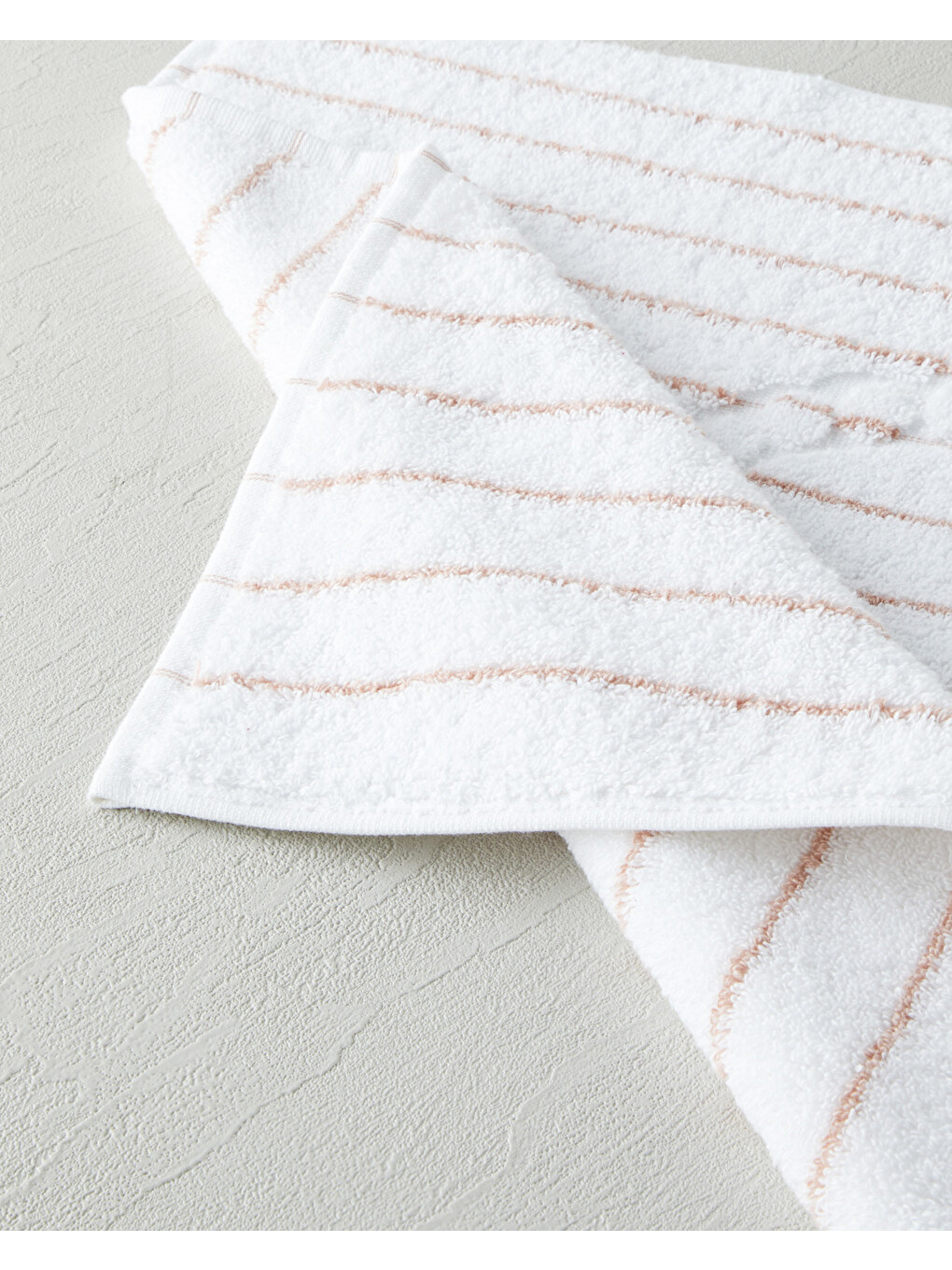 Mono Stripe Pamuk Ayak Havlusu 50x70 Cm Beyaz - Pembe-1