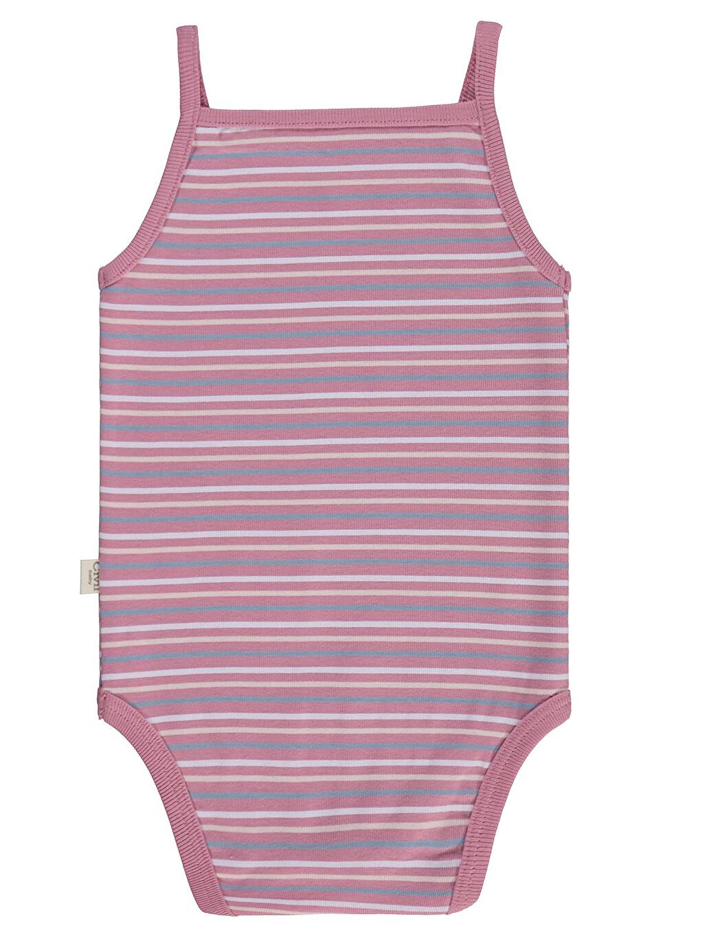Baby Çizgili İp Askılı 3 Lü 0-36 Ay Çıtçıtlı Badi - Pembe 9-12 Ay-7