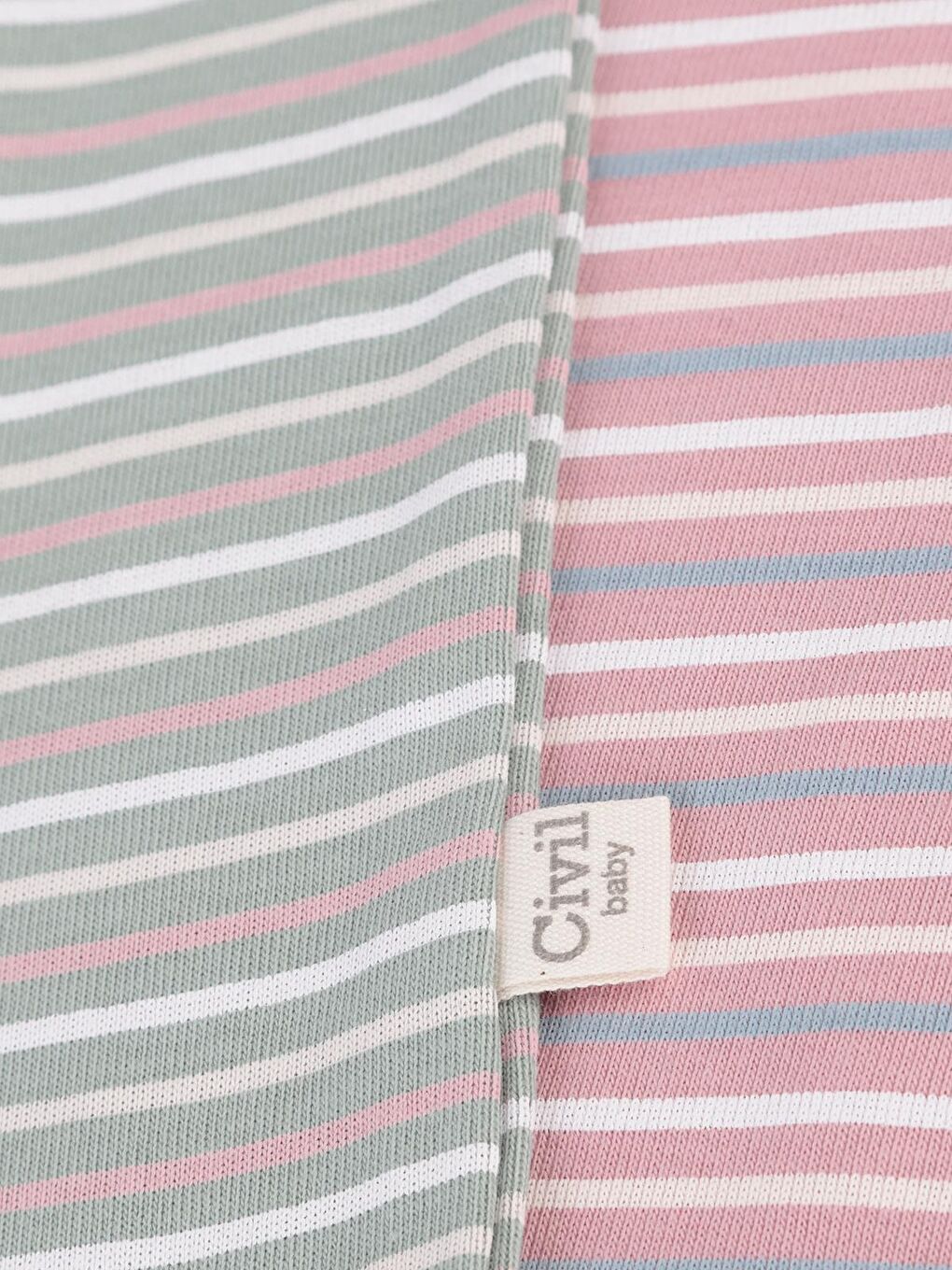 Baby Çizgili İp Askılı 3 Lü 0-36 Ay Çıtçıtlı Badi - Pembe 9-12 Ay-9