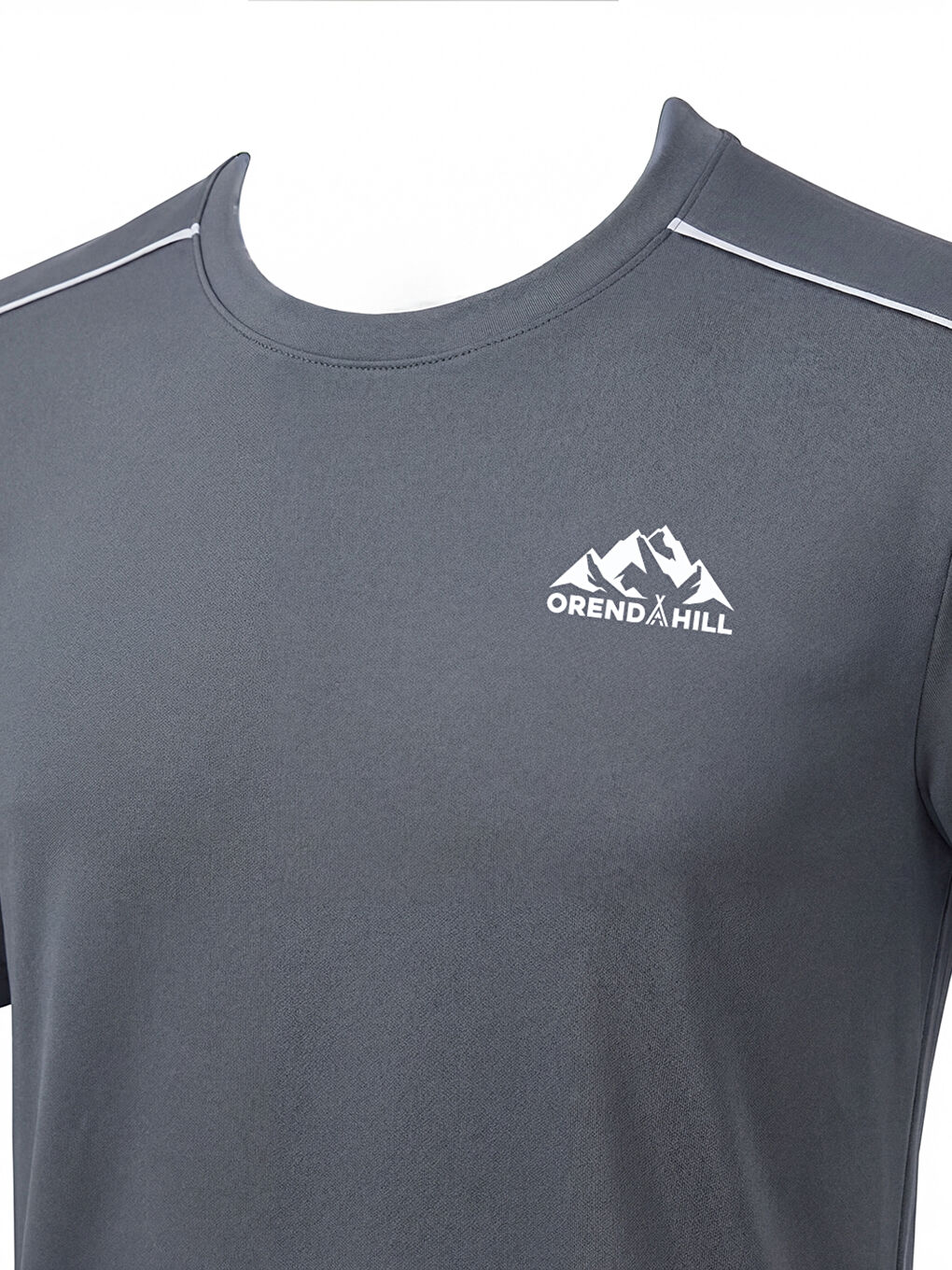 Antrasit ORENDAHILL Erkek Spor Tişört Hızlı Kuruyan Esnek Regular Fit Trim Detaylı Activewear-3