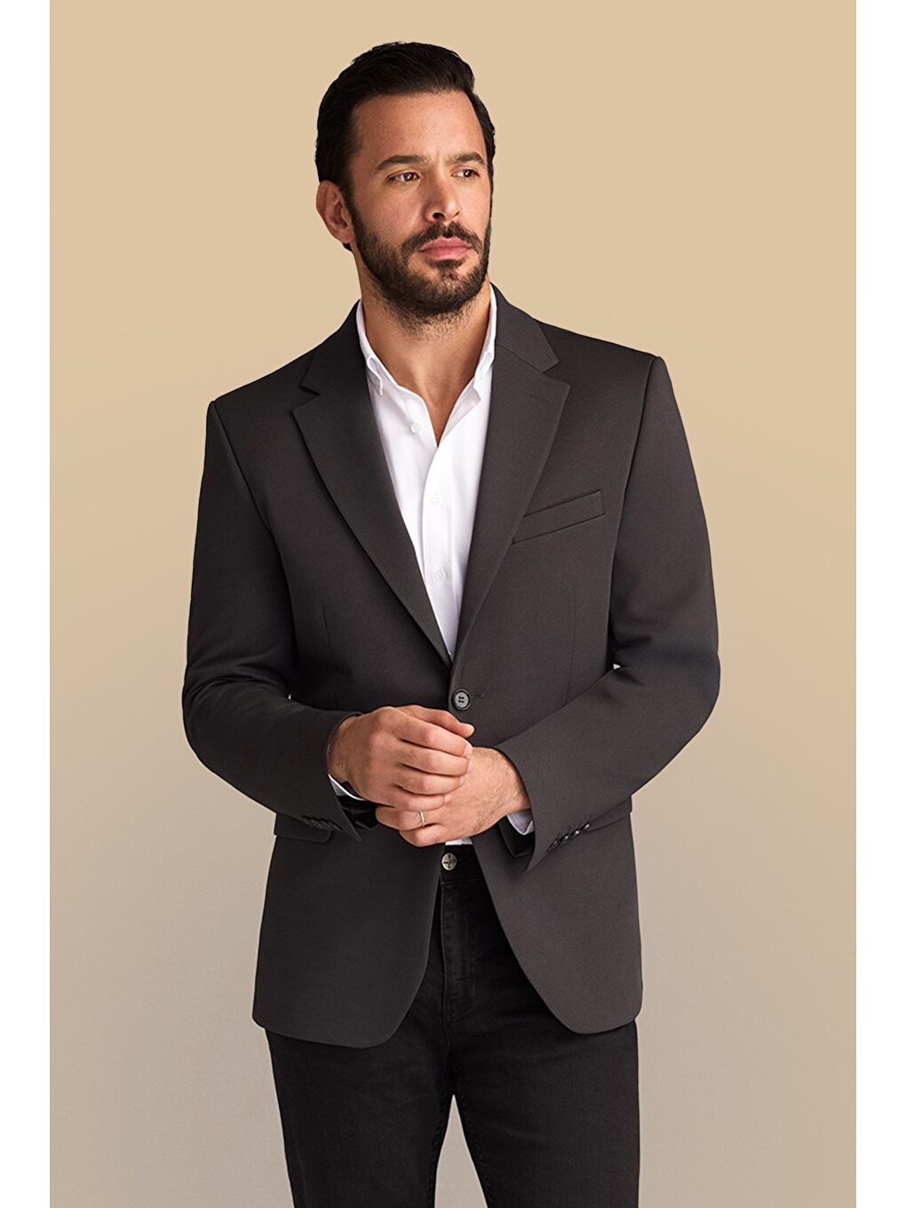 Antrasit Slim Fit Dar Kesim Klasik Ceket